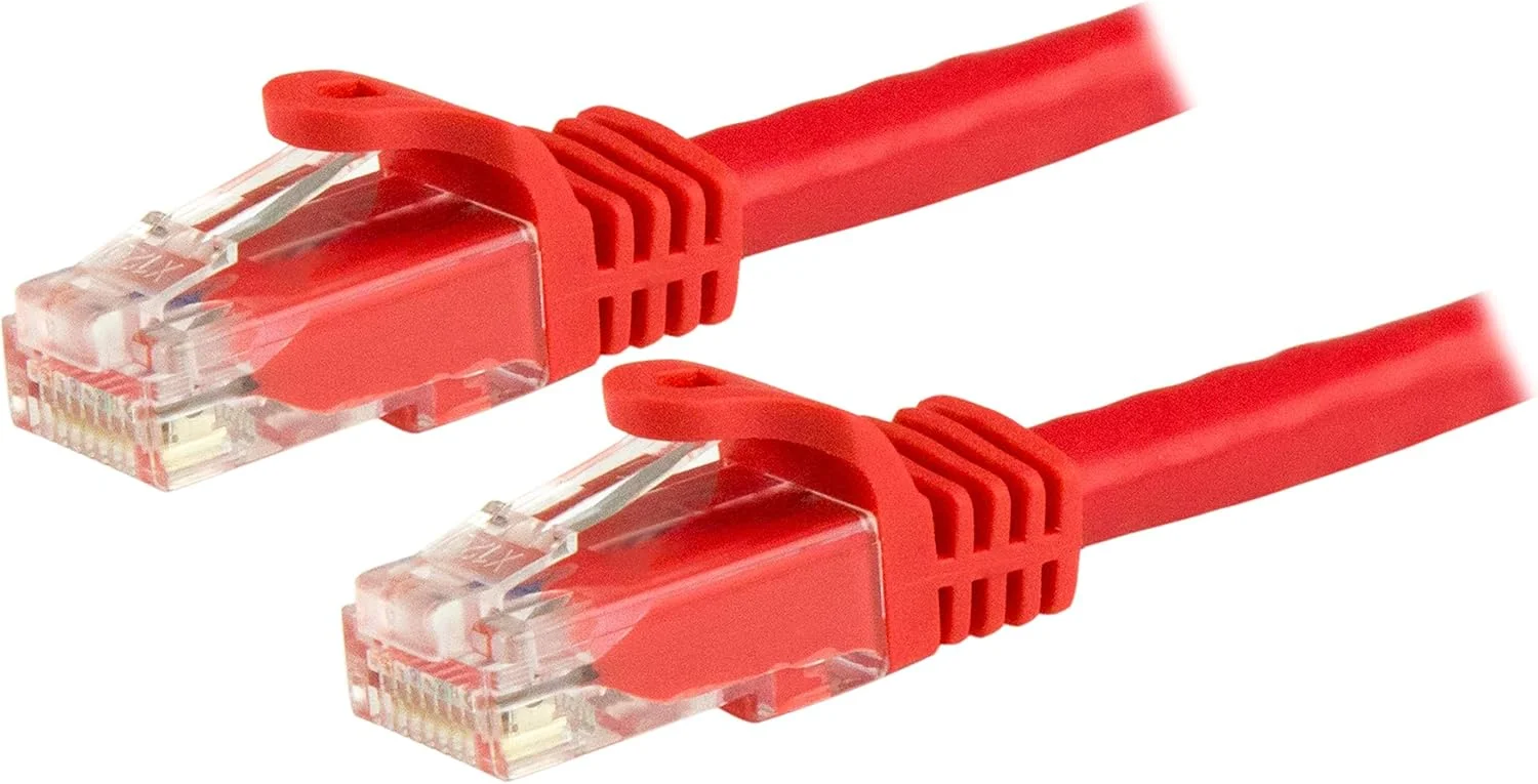 کابل اترنت CAT6 استار تک 3 متری - سیم اترنت گیگابیتی CAT 6 قرمز - 650 مگاهرتز 100 وات PoE++ RJ45 UTP دسته 6 کابل شبکه/پچ کورد بدون گیر با محافظ کشش تست شده با Fluke دارای گواهینامه UL/TIA (N6PATC3MRD)
