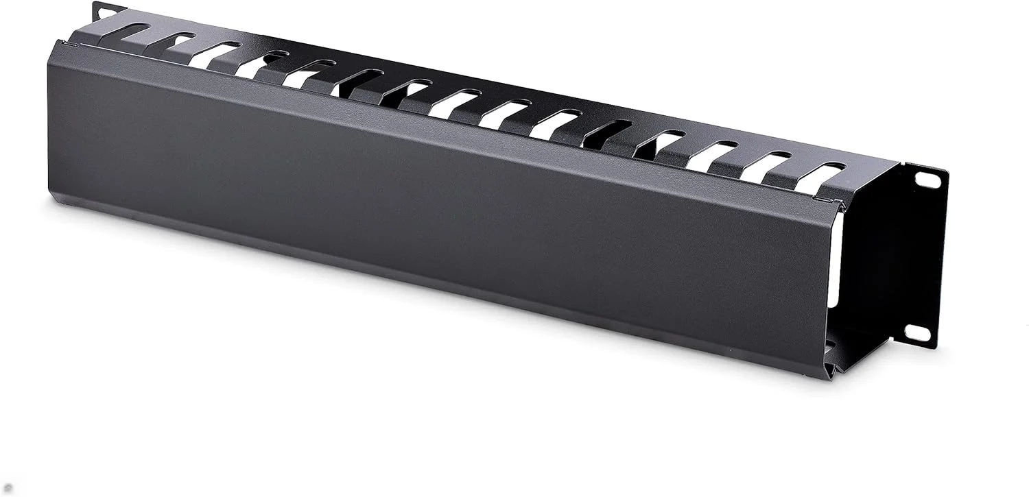 داکت انگشتی مدیریت کابل افقی 2U StarTech.com با پوشش - پنل داکت سیم کشی رک شبکه 19 اینچی - داکت سیم کشی شیاردار (CMDUCT2U)