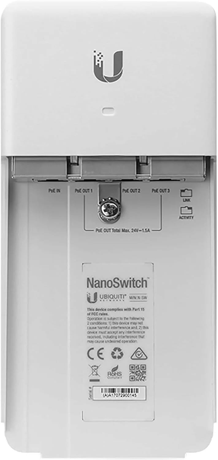 سوییچ پاس-ترو PoE چهار پورت بیرونی یوبیکیوتی نتورکس مدل NanoSwitch (N-SW) سوییچ پاس-ترو PoE چهار پورت بیرونی یوبیکیوتی نتورکس مدل NanoSwitch (N-SW)