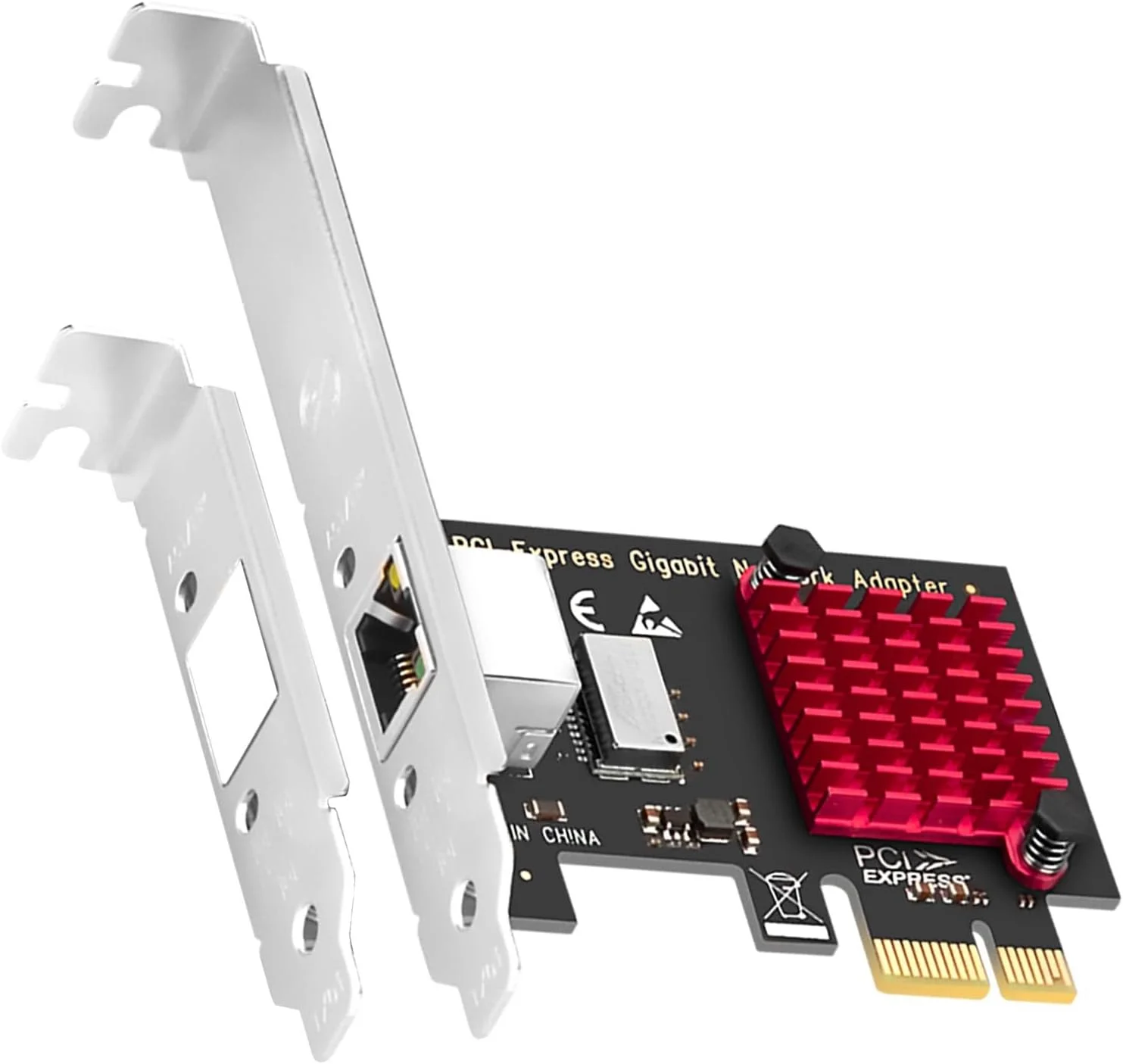 کارت شبکه دسکتاپ GLOTRENDS LE8111H PCIe، پورت اترنت گیگابیتی RJ45 LAN با سرعت 1000/100/10 مگابیت بر ثانیه، رابط PCIE X1، براکت استاندارد و کوتاه