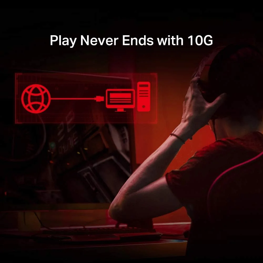 کارت شبکه 10 گیگابیتی TP-Link مدل TX401 با رابط PCIe - آداپتور PCIe به اترنت 10 گیگابیتی، پشتیبانی از ویندوز 11/10/8.1/8/7، سرورهای 2019/2016/2012 R2 و لینوکس، به همراه کابل CAT6A