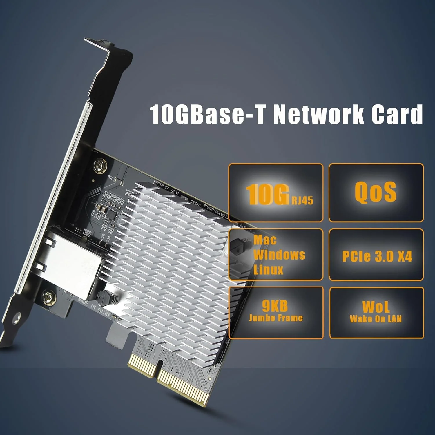 کارت شبکه اترنت 10Gb RJ45 گلورندز ST7357 با کنترلر Marvell AQtion AQC107، رابط PCIE 3.0 X4، سازگار با MAC OS/Windows/Linux/ESX