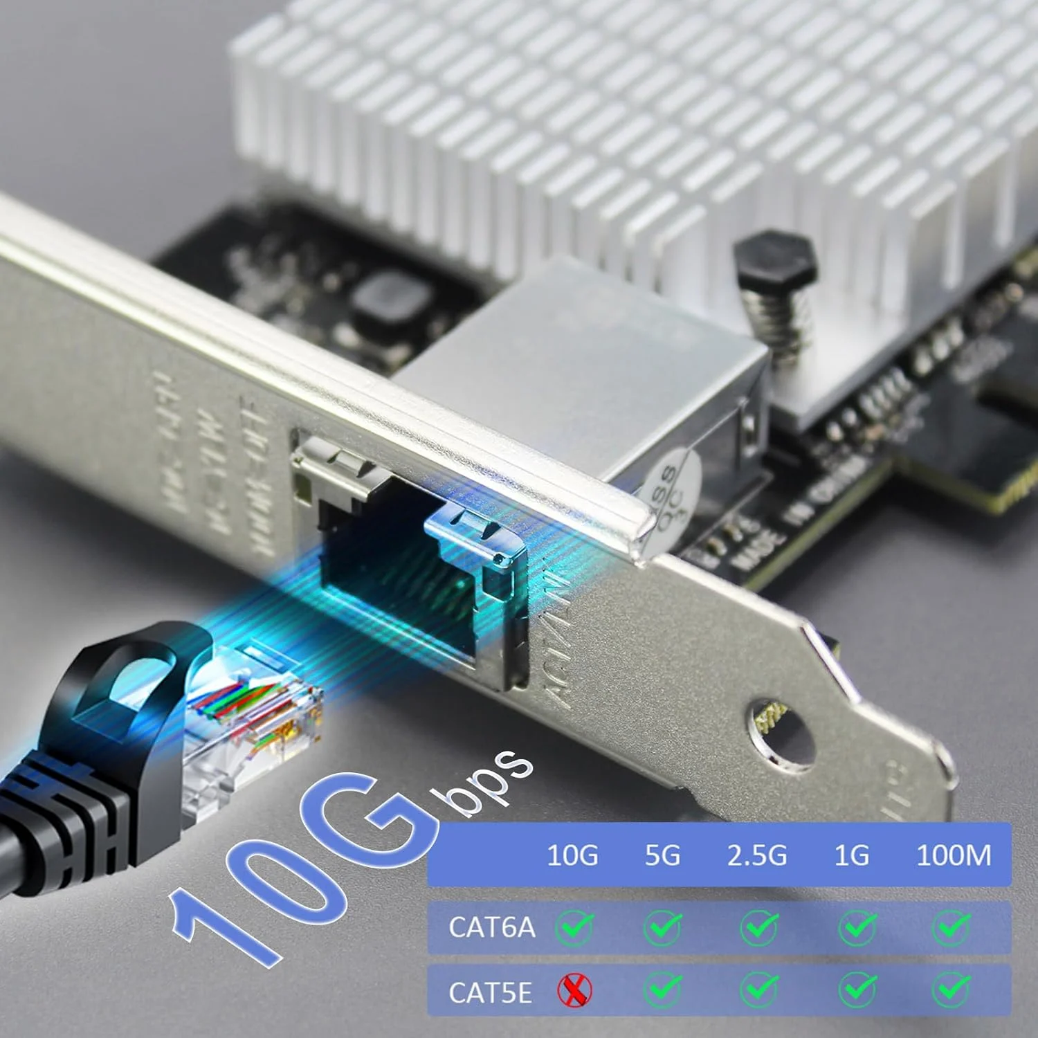 کارت شبکه اترنت 10Gb RJ45 گلورندز ST7357 با کنترلر Marvell AQtion AQC107، رابط PCIE 3.0 X4، سازگار با MAC OS/Windows/Linux/ESX