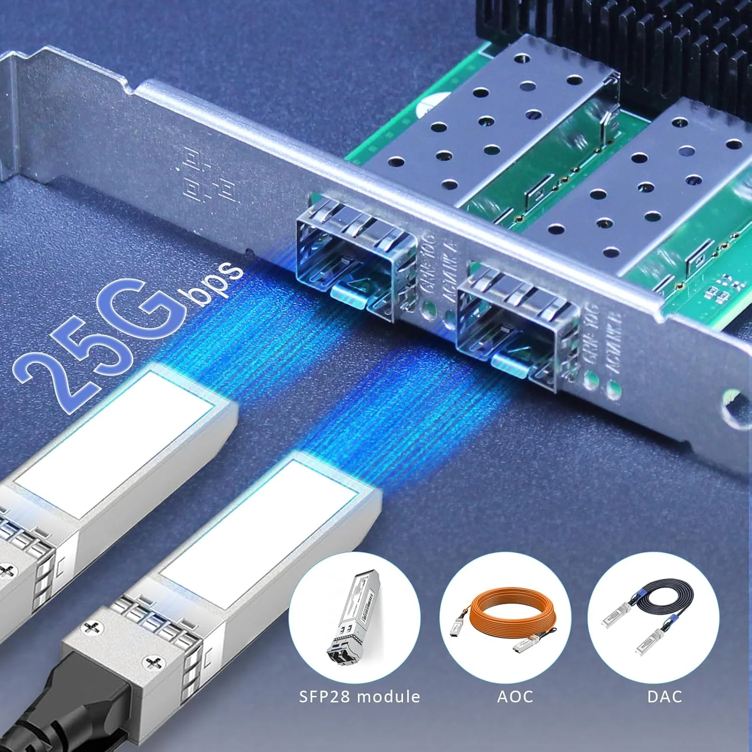 کارت شبکه دو پورت 25 گیگابیت SFP28 GLOTRENDS ST7443 (اترنت PCIE NIC) با کنترلر Broadcom BCM57414، رابط PCIE 3.0 X8، پشتیبانی از RDMA (RoCE v1/v2)، RDMA