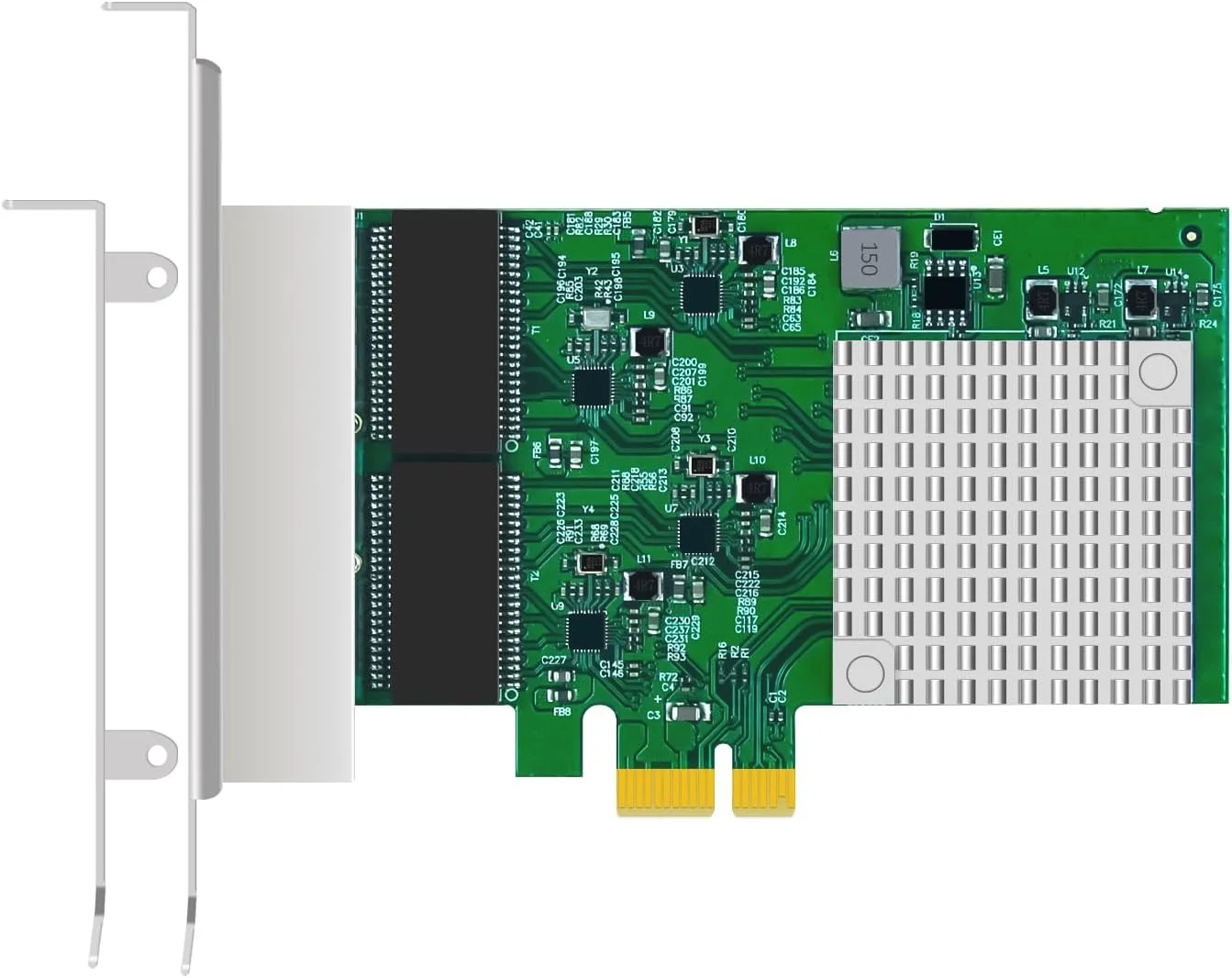 کارت شبکه 4 پورت گیگابیتی GLOTRENDS ST7314 PCIe برای کامپیوترهای رومیزی، پورت RJ45 LAN اترنت گیگابیتی 1000/100/10 مگابیت بر ثانیه، رابط PCIE X1، براکت استاندارد و کم ارتفاع