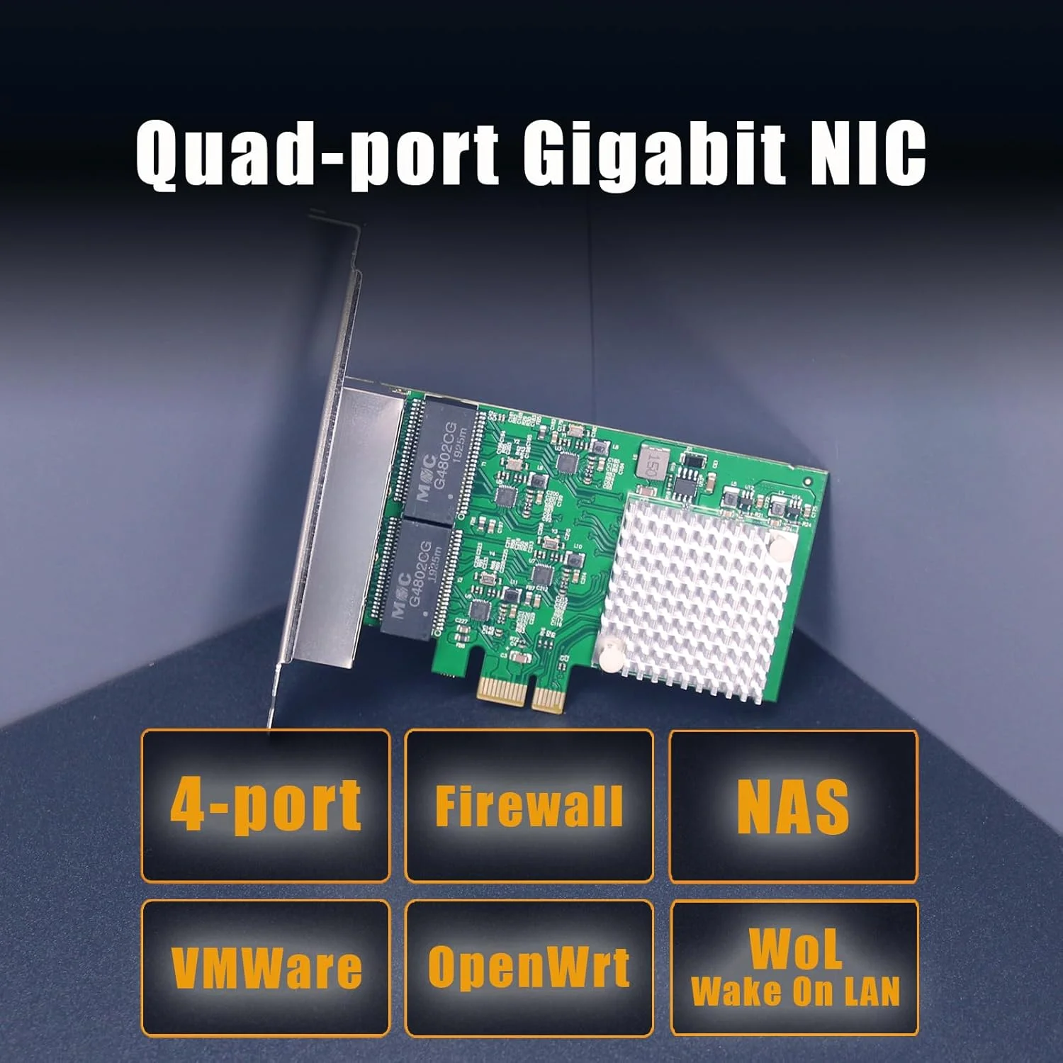 کارت شبکه 4 پورت گیگابیتی GLOTRENDS ST7314 PCIe برای کامپیوترهای رومیزی، پورت RJ45 LAN اترنت گیگابیتی 1000/100/10 مگابیت بر ثانیه، رابط PCIE X1، براکت استاندارد و کم ارتفاع