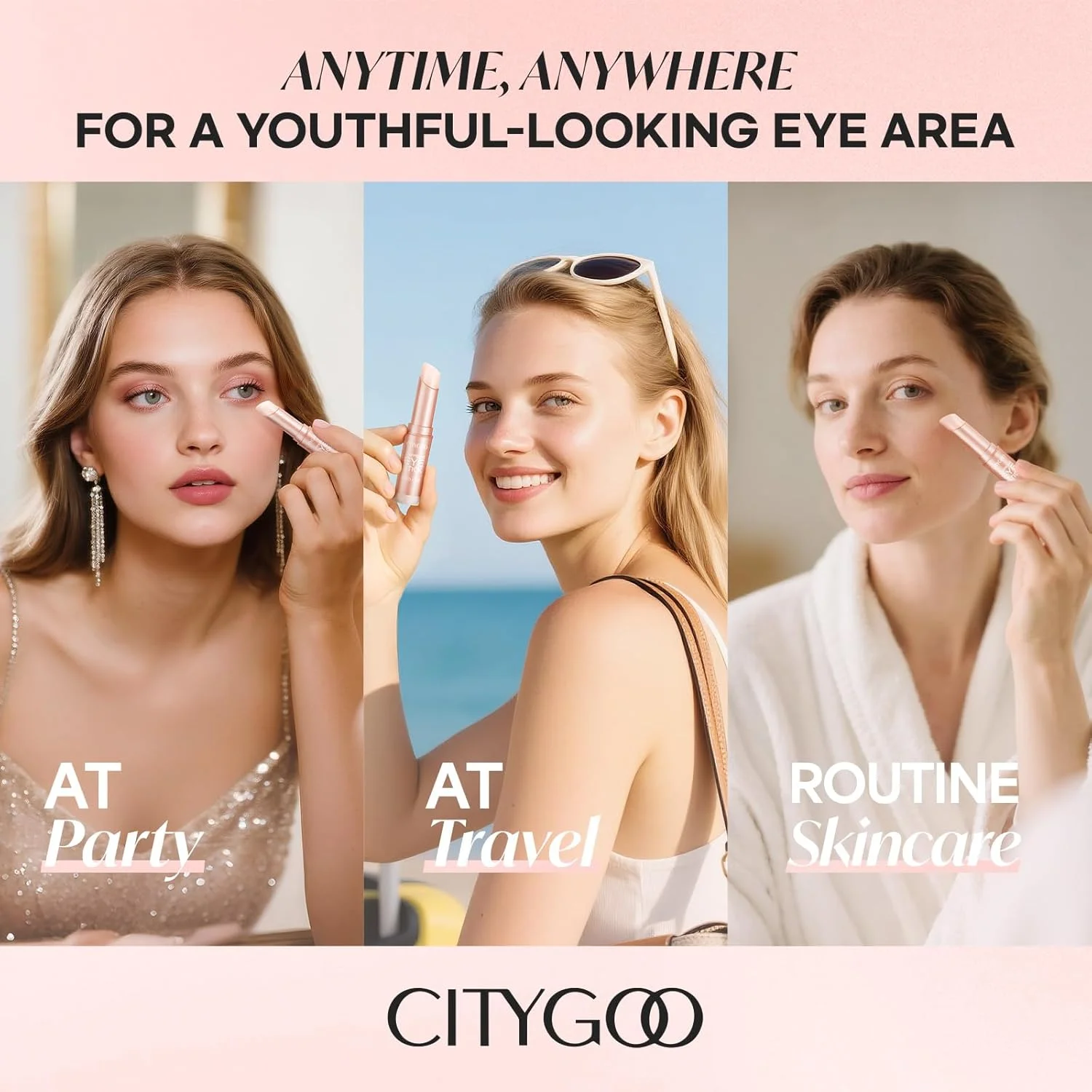استیک کرم دور چشم کافئین CITYGOO: بالم سفت کننده و مرطوب کننده ضد پیری برای حلقه های تیره، پف و کیسه های زیر چشم - مناسب برای مسافرت بانوان (صورتی) استیک کرم دور چشم کافئین CITYGOO: بالم سفت کننده و مرطوب کننده ضد پیری برای حلقه های تیره، پف و کیسه های زیر چشم - مناسب برای مسافرت بانوان (صورتی)