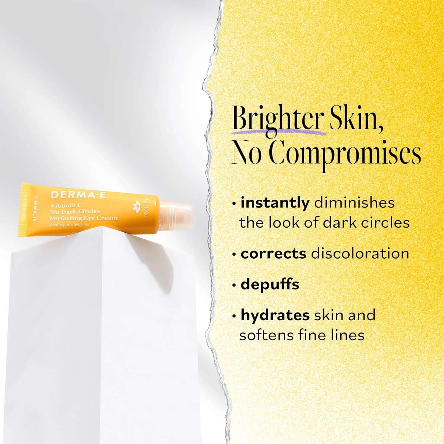 کرم دور چشم روشن کننده ویتامین C Derma E، حاوی زردچوبه و کافئین، 14 گرم کرم دور چشم روشن کننده ویتامین C Derma E، حاوی زردچوبه و کافئین، 14 گرم