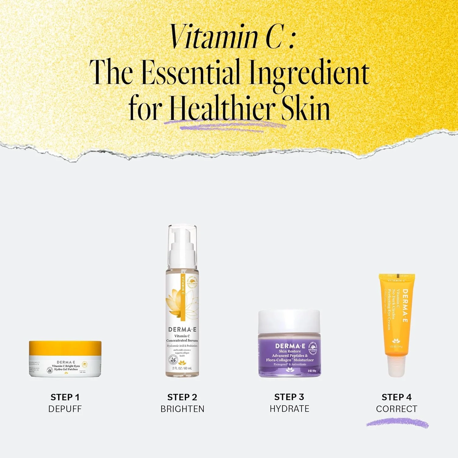 کرم دور چشم روشن کننده ویتامین C Derma E، حاوی زردچوبه و کافئین، 14 گرم کرم دور چشم روشن کننده ویتامین C Derma E، حاوی زردچوبه و کافئین، 14 گرم