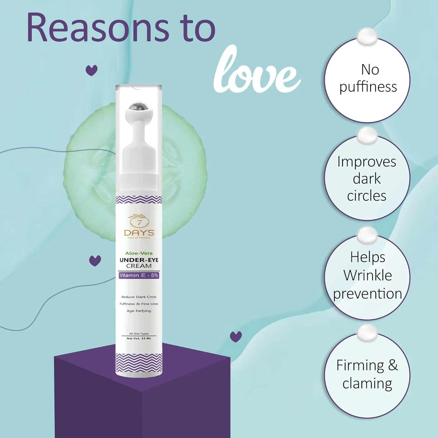 کرم دور چشم 7DaysNatural برای رفع سیاهی، پف و خطوط ریز | غنی شده با روغن دانه چیا | روغن قهوه | ویتامین های E و B3 با غلتک ماساژ خنک کننده (15 میلی لیتر) کرم دور چشم 7DaysNatural برای رفع سیاهی، پف و خطوط ریز | غنی شده با روغن دانه چیا | روغن قهوه | ویتامین های E و B3 با غلتک ماساژ خنک کننده (15 میلی لیتر)