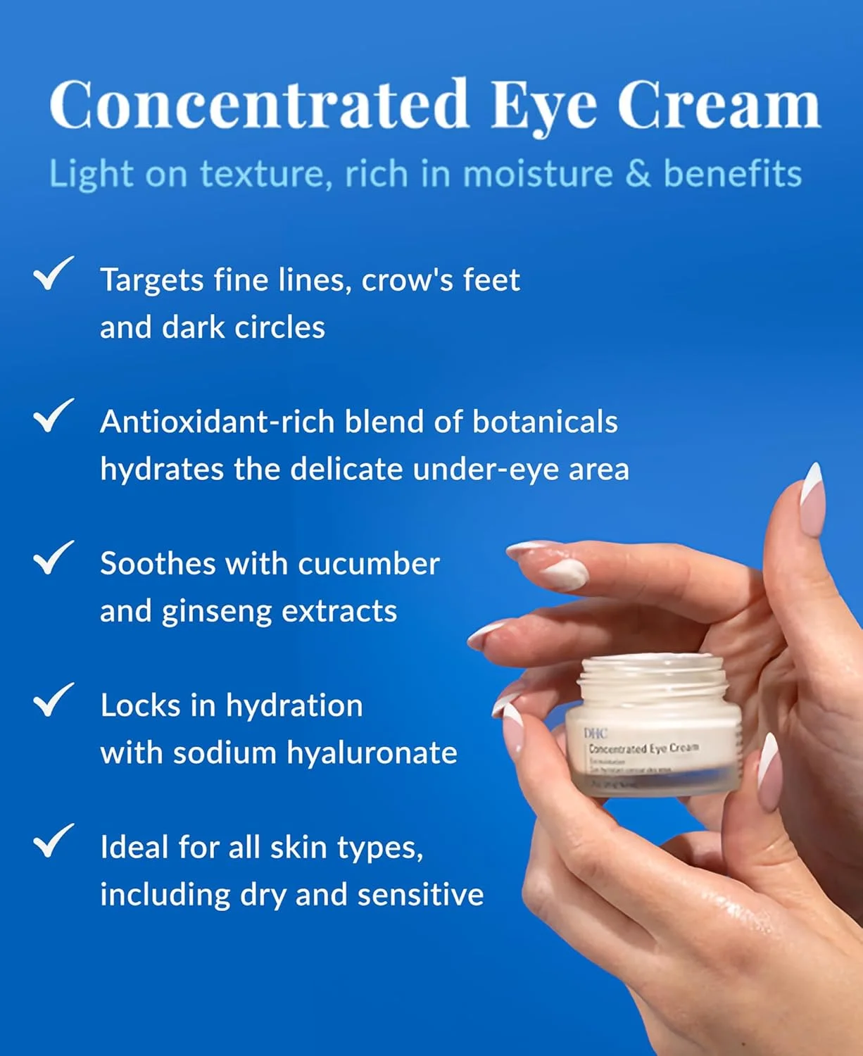 کرم دور چشم غلیظ DHC، آبرسان عمیق، تسکین دهنده، خطوط ریز، پنجه کلاغی، حلقه های تیره، فاقد عطر و رنگ، ایده آل برای انواع پوست، 20 گرم کرم دور چشم غلیظ DHC، آبرسان عمیق، تسکین دهنده، خطوط ریز، پنجه کلاغی، حلقه های تیره، فاقد عطر و رنگ، ایده آل برای انواع پوست، 20 گرم