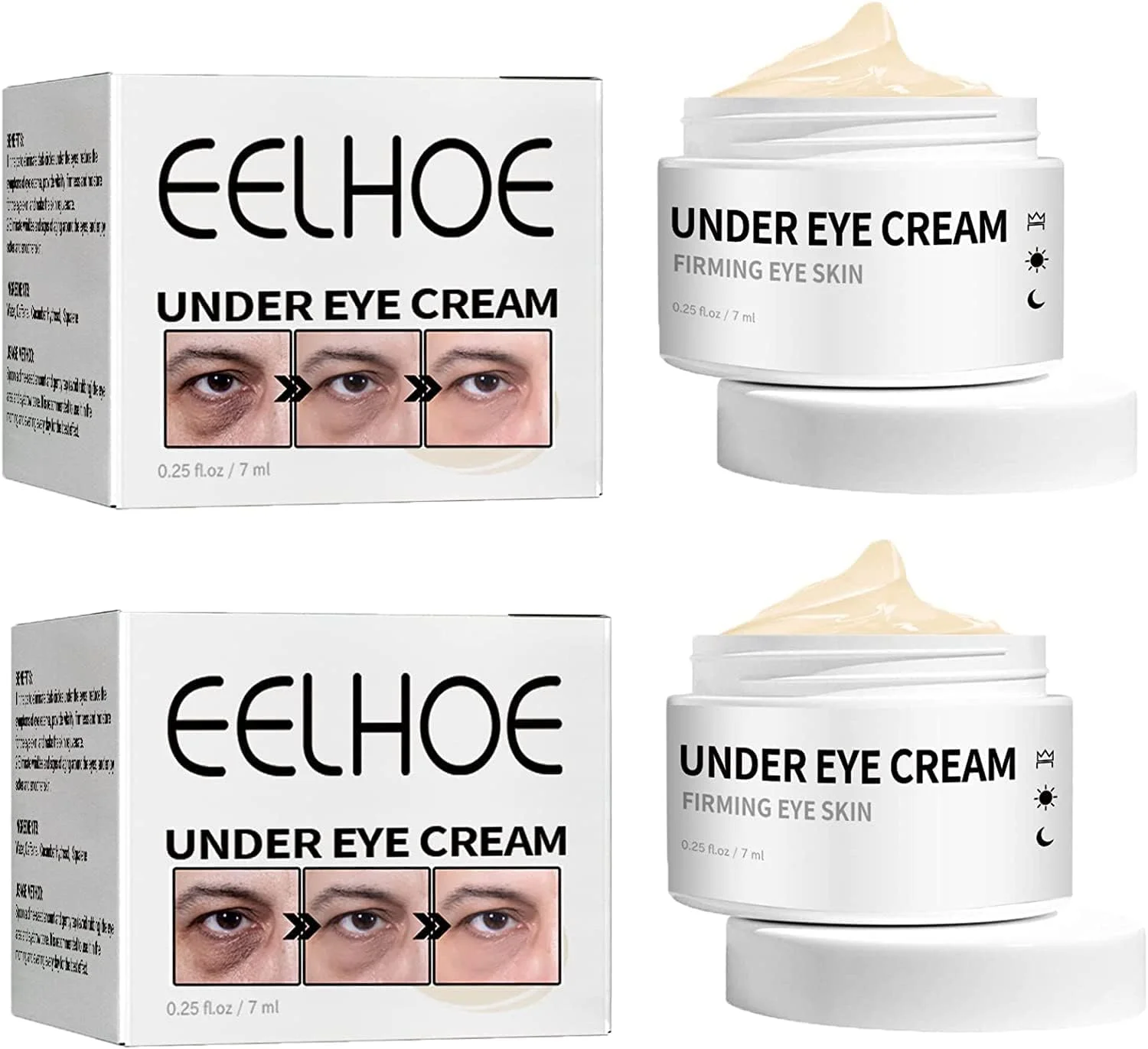 کرم دور چشم مردانه EELHOE، سفت کننده پوست دور چشم، کاهش چین و چروک، پف و سیاهی دور چشم، درمان دور چشم، رفع پف زیر چشم، صاف کننده عمیق چروک (2 عدد)