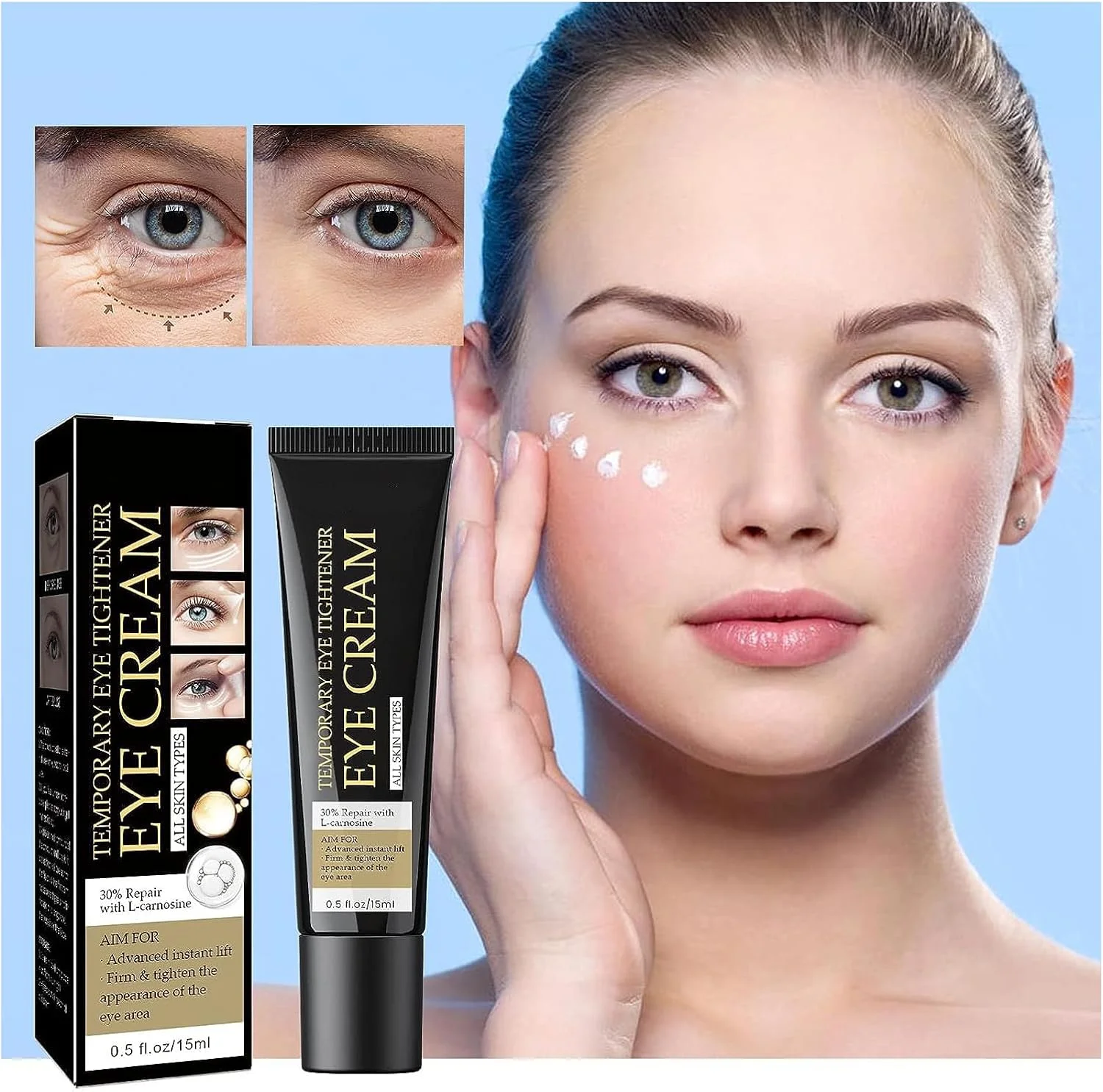 کرم دور چشم سفت کننده فوری DIYIER Eelhoe، کرم سفت کننده موقت دور چشم، کرم دور چشم برای رفع پف زیر چشم، کاهش تیرگی، خطوط ریز، سرم دور چشم، کرم دور چشم برای آقایان و بانوان (3 عدد)