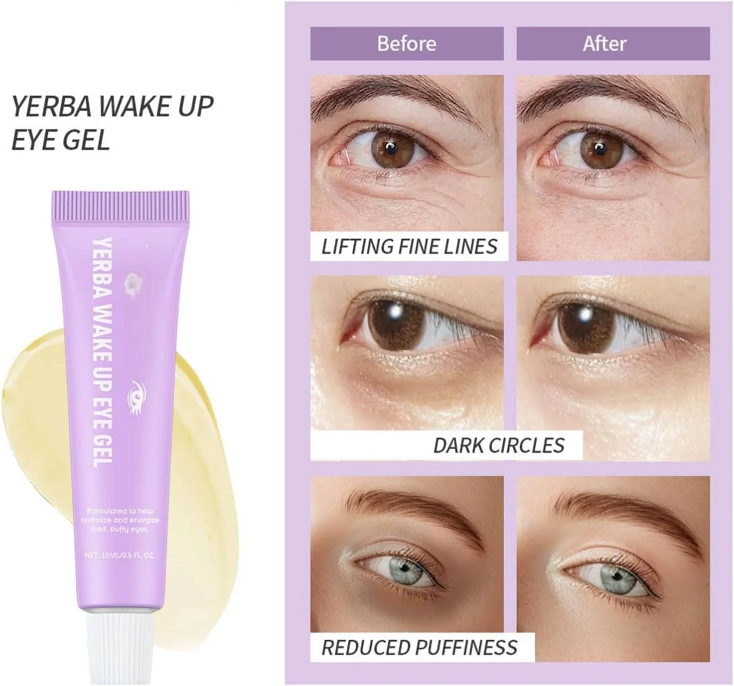 ژل دور چشم KASTWAVE، کرم خنک کننده زیر چشم، رفع خستگی چشم، کاهش پف و تورم، محصولات مراقبت از چشم برای حلقه های تیره و پف زیر چشم، مناسب برای آقایان و بانوان