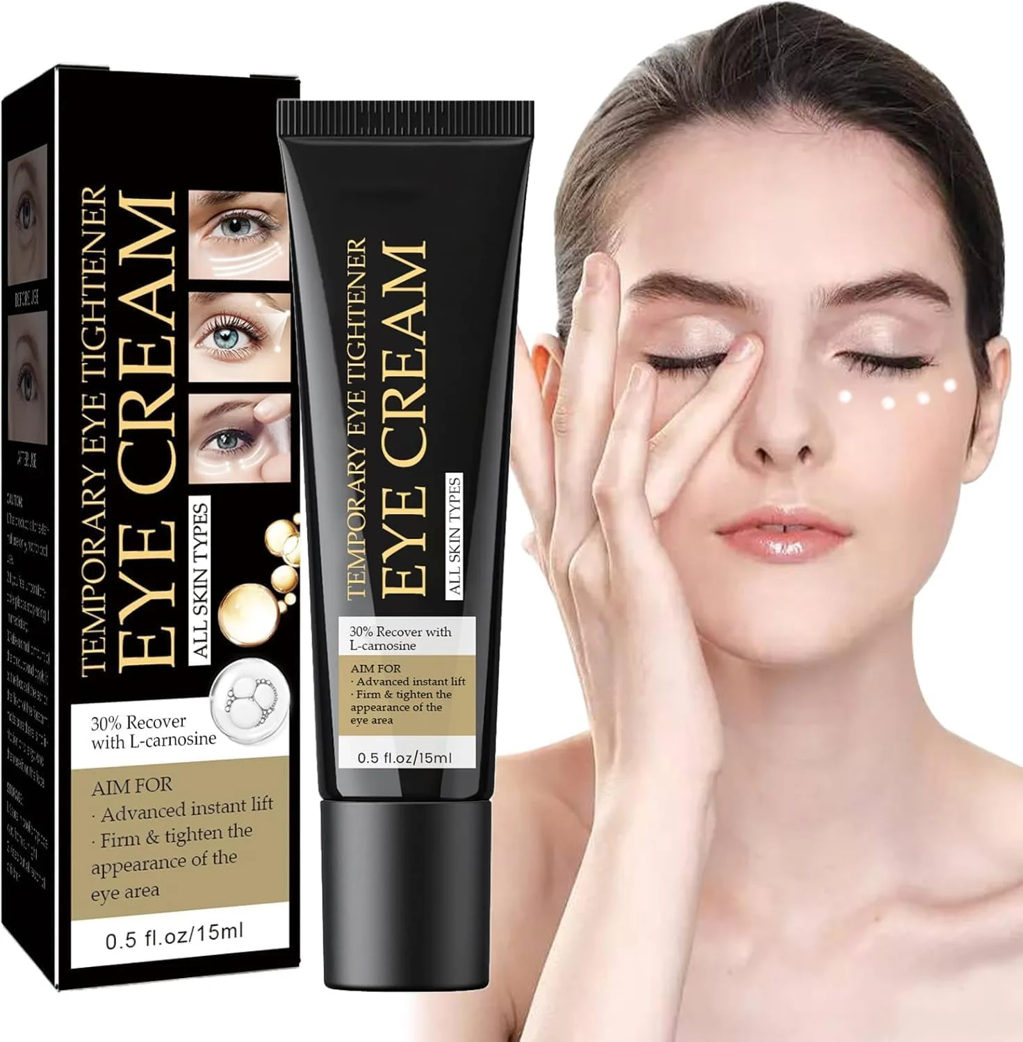 کرم سفت کننده فوری دور چشم، رفع موقت پف زیر چشم، برای رفع سیاهی و پف زیر چشم، خطوط ریز، چین و چروک عمیق، سفت و صاف کننده (15 میلی لیتر)