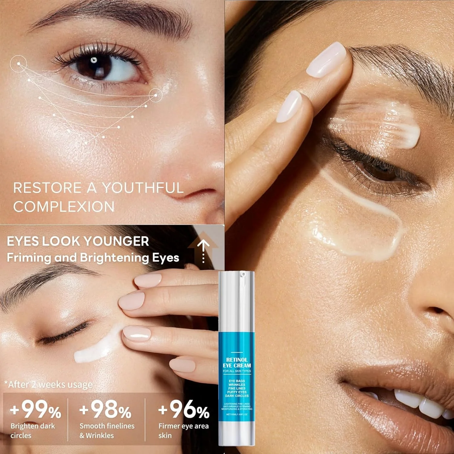 کرم دور چشم رتینول LBOYLOVE® برای سیاهی دور چشم، پف و چین و چروک، کرم رتینول مراقبت از چشم ضد پیری، از بین برنده خطوط ریز و سفت کننده – کرم دور چشم مرطوب کننده و آبرسان برای انواع پوست، 50 میلی لیتر کرم دور چشم رتینول LBOYLOVE® برای سیاهی دور چشم، پف و چین و چروک، کرم رتینول مراقبت از چشم ضد پیری، از بین برنده خطوط ریز و سفت کننده – کرم دور چشم مرطوب کننده و آبرسان برای انواع پوست، 50 میلی لیتر