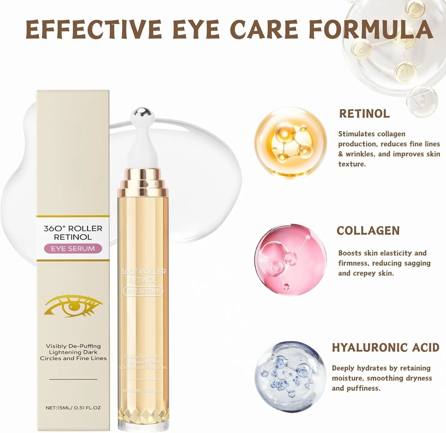 کرم دور چشم رتینول، کرم زیر چشم با غلتک ۳۶۰ درجه، کرم ترمیم کننده و روشن کننده دور چشم برای سیاهی و پف زیر چشم، اسید هیالورونیک و کلاژن برای مبارزه با خطوط ریز کرم دور چشم رتینول، کرم زیر چشم با غلتک ۳۶۰ درجه، کرم ترمیم کننده و روشن کننده دور چشم برای سیاهی و پف زیر چشم، اسید هیالورونیک و کلاژن برای مبارزه با خطوط ریز