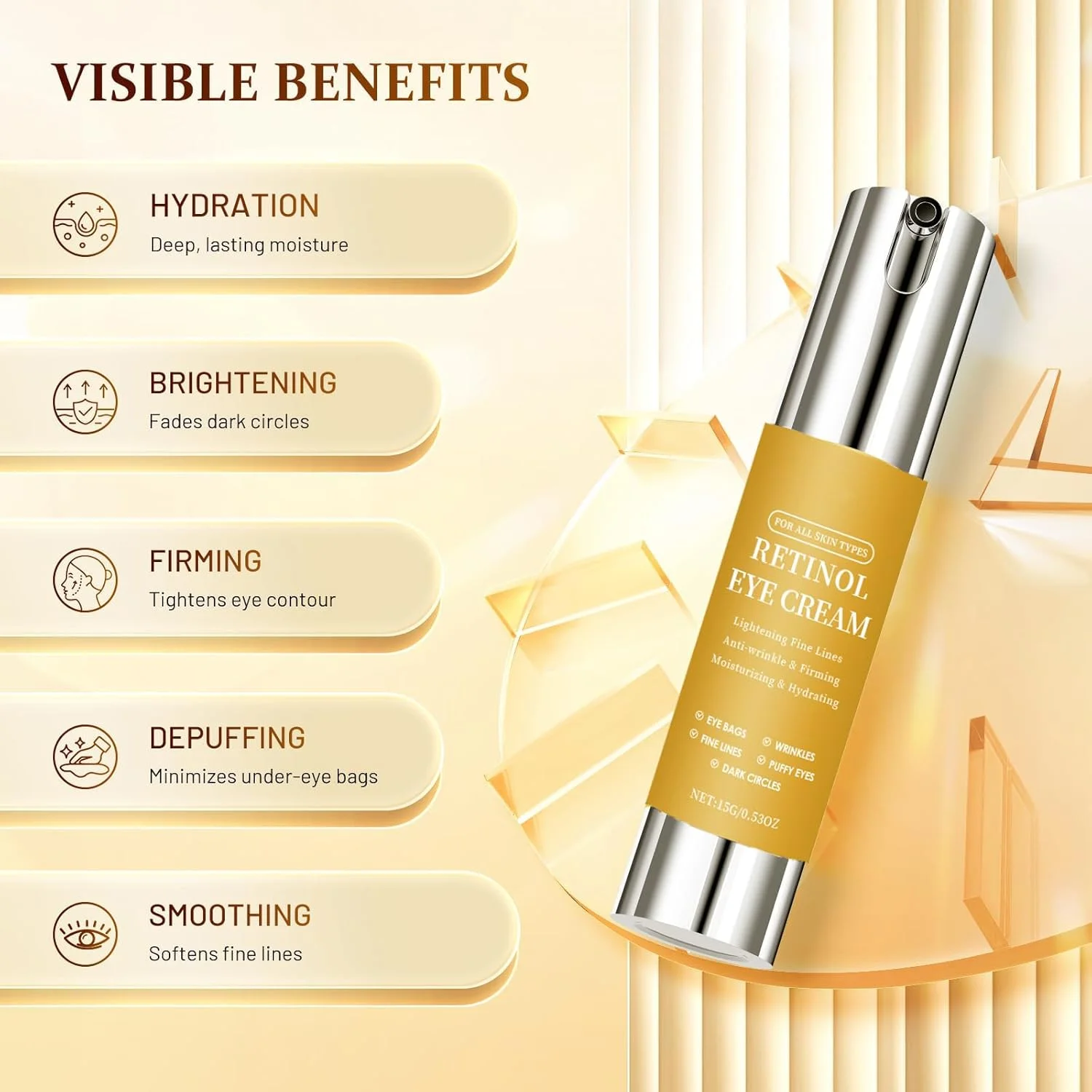 کرم دور چشم رتینول - کرم دور چشم ضد پیری برای تیرگی و پف زیر چشم، آبرسان عمیق، کرم لیفتینگ فوری چشم خشک، کرم دور چشم کره ای برای زنان (15 میلی لیتر) کرم دور چشم رتینول - کرم دور چشم ضد پیری برای تیرگی و پف زیر چشم، آبرسان عمیق، کرم لیفتینگ فوری چشم خشک، کرم دور چشم کره ای برای زنان (15 میلی لیتر)