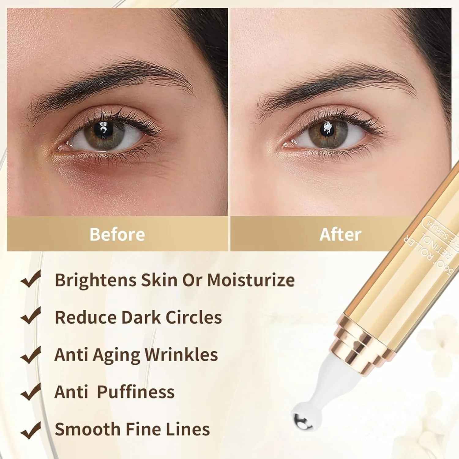 کرم دور چشم رتینول، کرم زیر چشم با غلتک ۳۶۰ درجه، کرم ترمیم کننده و روشن کننده دور چشم برای سیاهی و پف زیر چشم، اسید هیالورونیک و کلاژن برای مبارزه با خطوط ریز کرم دور چشم رتینول، کرم زیر چشم با غلتک ۳۶۰ درجه، کرم ترمیم کننده و روشن کننده دور چشم برای سیاهی و پف زیر چشم، اسید هیالورونیک و کلاژن برای مبارزه با خطوط ریز