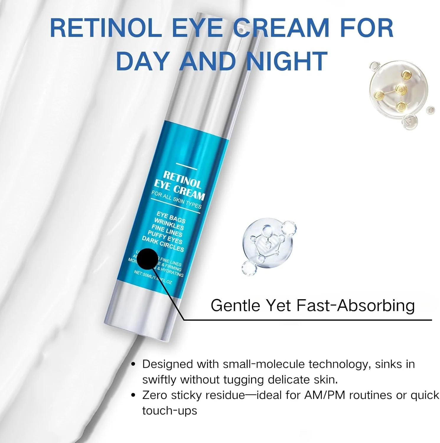 کرم دور چشم رتینول برای سیاهی، پف و چروک دور چشم، کرم رتینول مراقبت از دور چشم ضد پیری، از بین برنده خطوط ریز و سفت کننده – کرم دور چشم مرطوب کننده و آبرسان برای انواع پوست، 50 میلی لیتر کرم دور چشم رتینول برای سیاهی، پف و چروک دور چشم، کرم رتینول مراقبت از دور چشم ضد پیری، از بین برنده خطوط ریز و سفت کننده – کرم دور چشم مرطوب کننده و آبرسان برای انواع پوست، 50 میلی لیتر