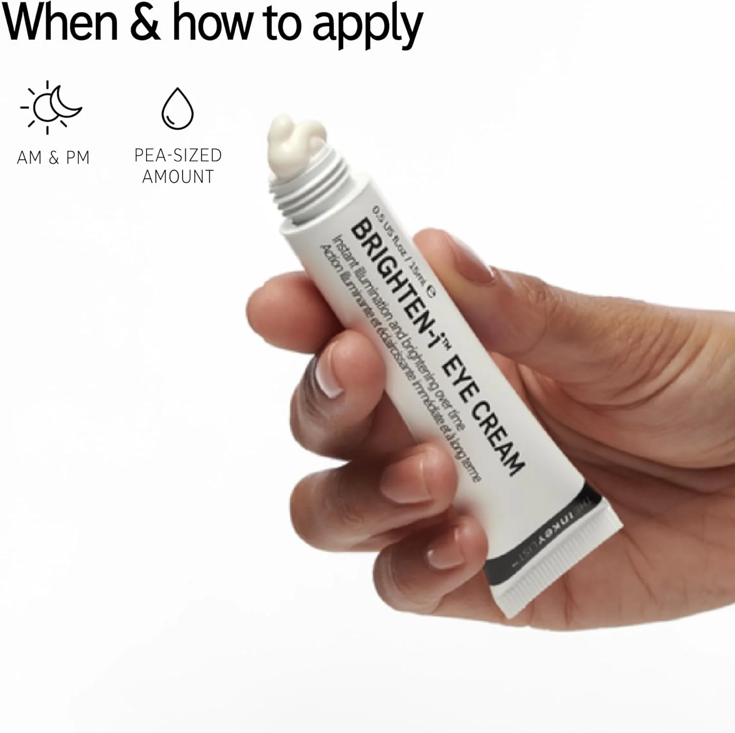 کرم دور چشم روشن کننده اینکی لیست مدل Brighten-i حجم 15 میلی لیتر، بهبود تیرگی دور چشم، روشن کننده زیر چشم، بدون عطر، مناسب برای انواع پوست