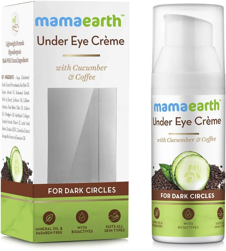 کرم دور چشم طبیعی ماماارت برای سیاهی و چروک با عصاره قهوه و خیار