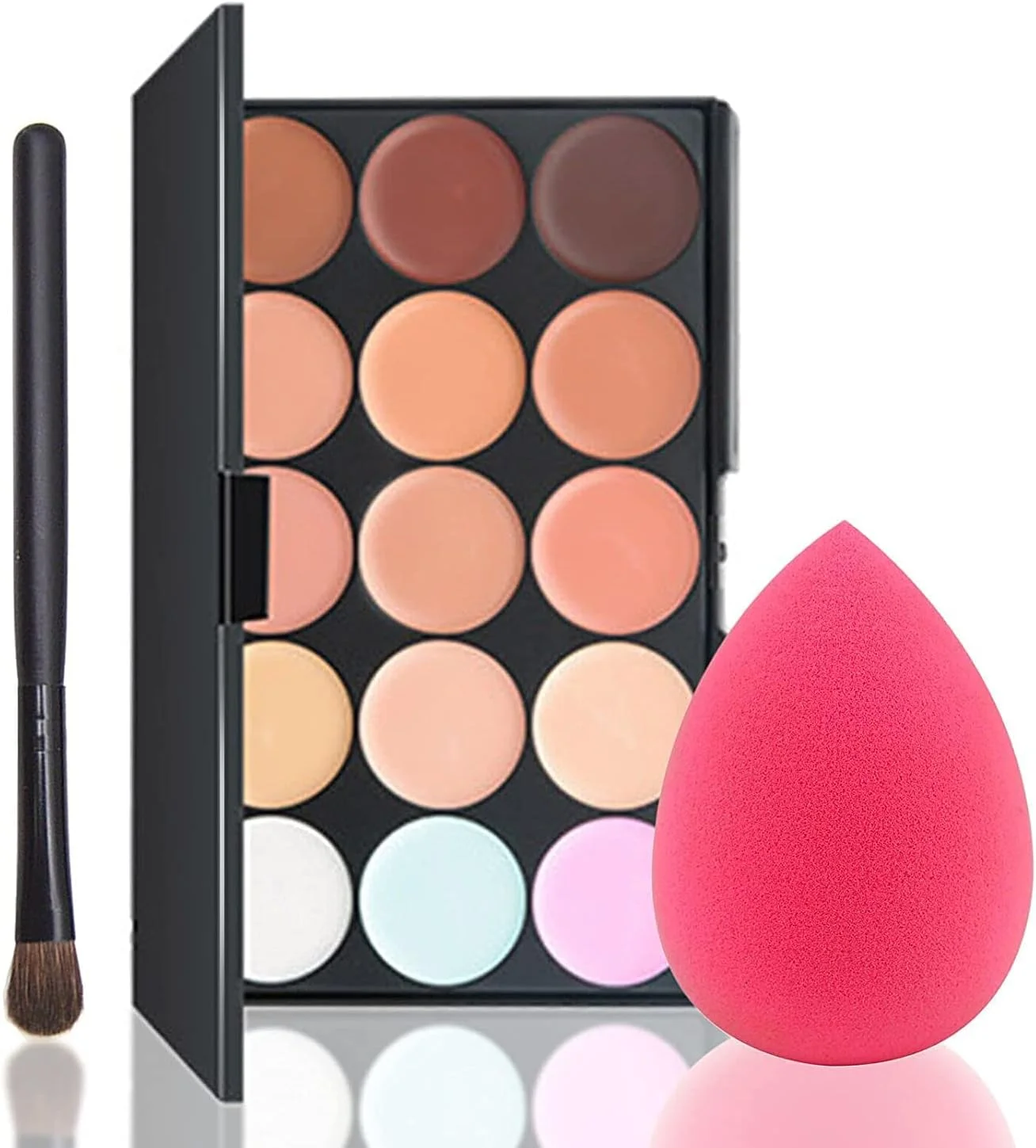 پالت کانسیلر ORiTi، پالت آرایش 15 رنگ، کیت کانتورینگ حرفه ای سایه چشم و کرم صورت با پد اسفنجی و برس آرایشی، چند رنگ، ست 3 تکه پالت کانسیلر ORiTi، پالت آرایش 15 رنگ، کیت کانتورینگ حرفه ای سایه چشم و کرم صورت با پد اسفنجی و برس آرایشی، چند رنگ، ست 3 تکه