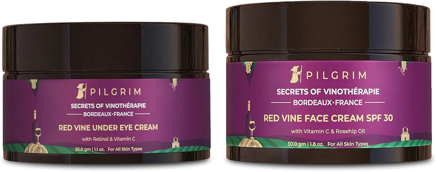 کیت صاف کننده چروک عصاره انگور قرمز پیلگریم | کرم روشن کننده صورت با SPF 30 50 گرم، کرم رفع پف زیر چشم 30 گرم | برای پوست درخشان | کاهش سیاهی و پف زیر چشم | برای آقایان و بانوان کیت صاف کننده چروک عصاره انگور قرمز پیلگریم | کرم روشن کننده صورت با SPF 30 50 گرم، کرم رفع پف زیر چشم 30 گرم | برای پوست درخشان | کاهش سیاهی و پف زیر چشم | برای آقایان و بانوان