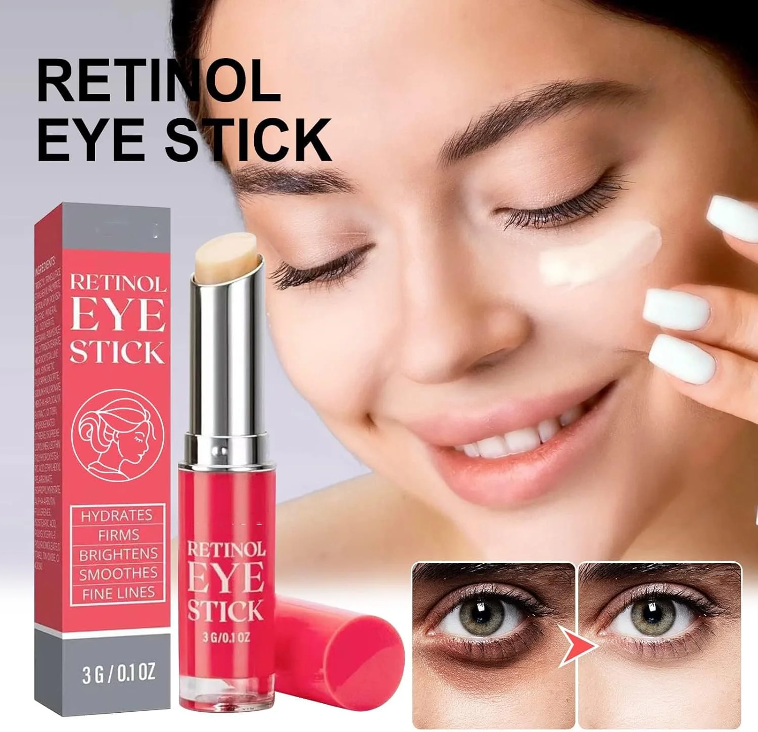 کرم دور چشم رتینول، ضد چروک، رفع تیرگی، از بین برنده پف، لیفت کننده و ترمیم کننده پوست دور چشم، روشن کننده