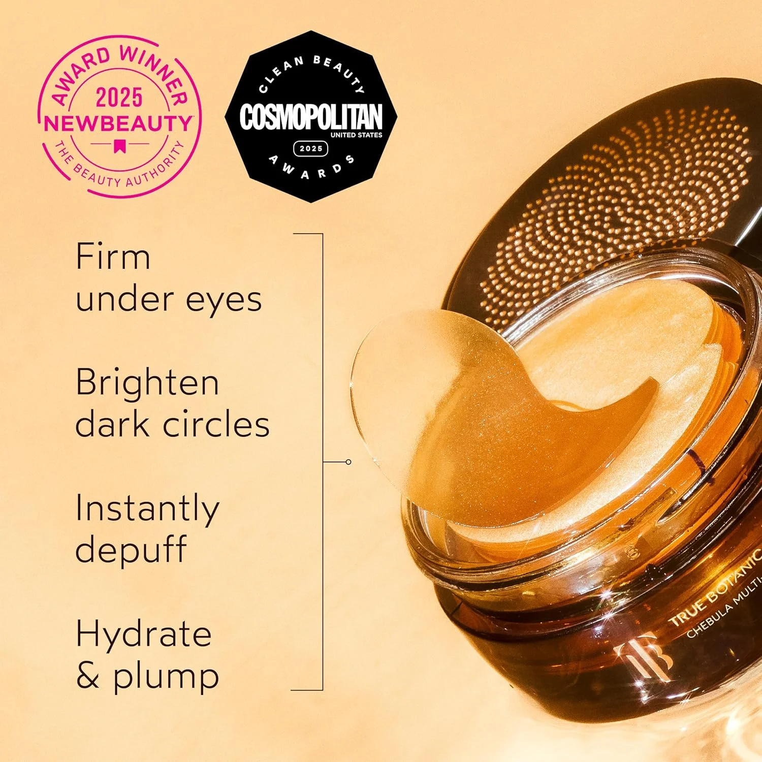 پدهای دور چشم چند منظوره True Botanicals Chebula | ضد پیری | کاهش خطوط ریز و چین و چروک | مناسب انواع پوست | تست شده توسط متخصص پوست، کاملا طبیعی، وگان | 25 جفت