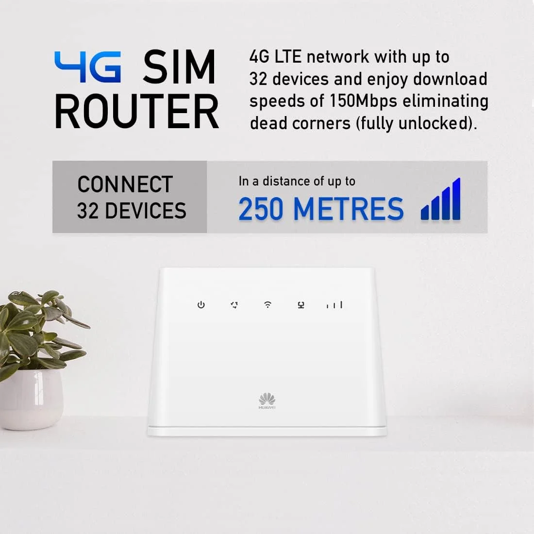 مودم روتر وای فای همراه هواوی B311 2020، CAT 4، 4G/ LTE 150 Mbps، آنلاک شده برای تمام شبکه ها - سفید