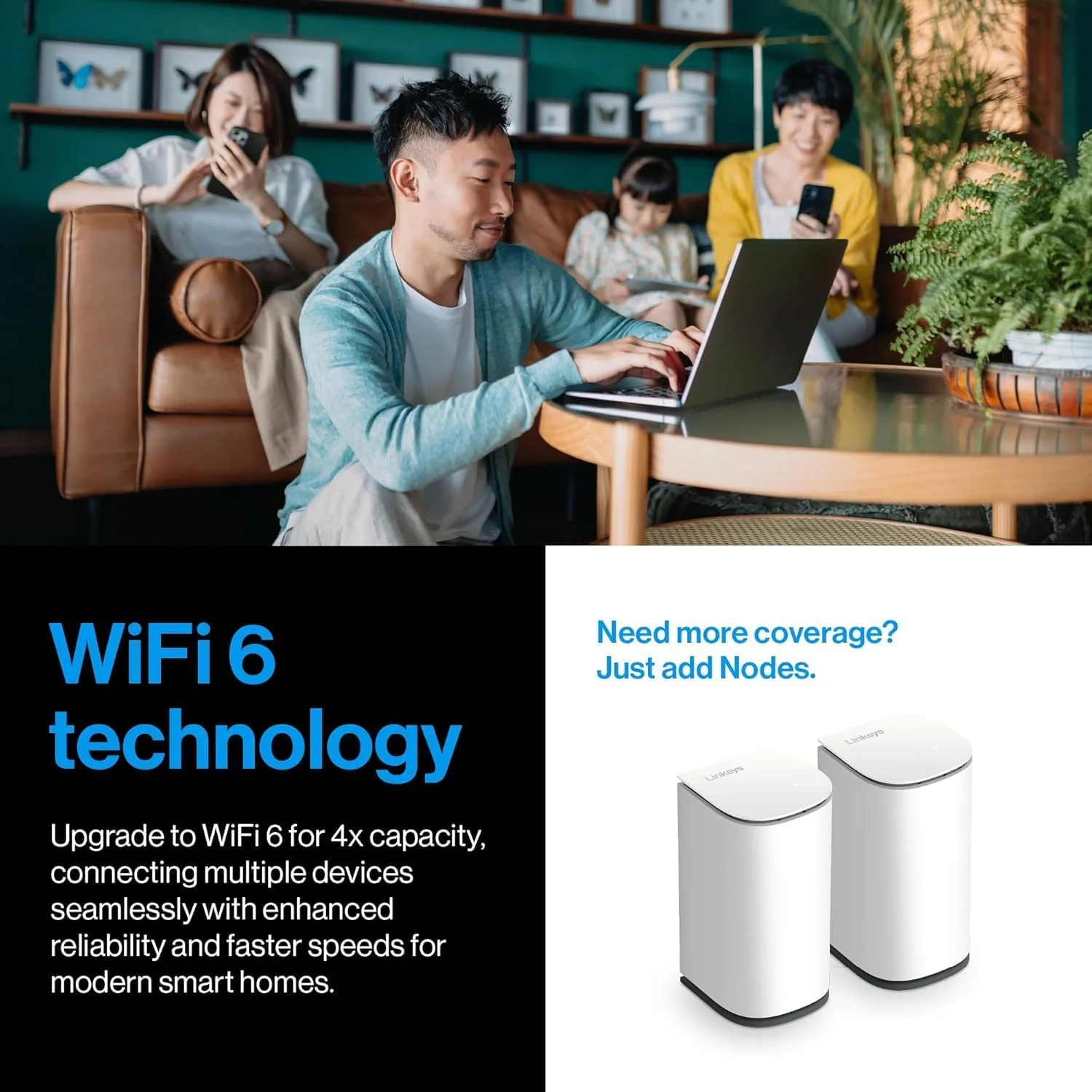نود افزودنی Linksys Velop Micro Mesh WiFi 6 - توسعه دهنده و تقویت کننده محدوده WiFi دو بانده نود افزودنی Linksys Velop Micro Mesh WiFi 6 - توسعه دهنده و تقویت کننده محدوده WiFi دو بانده