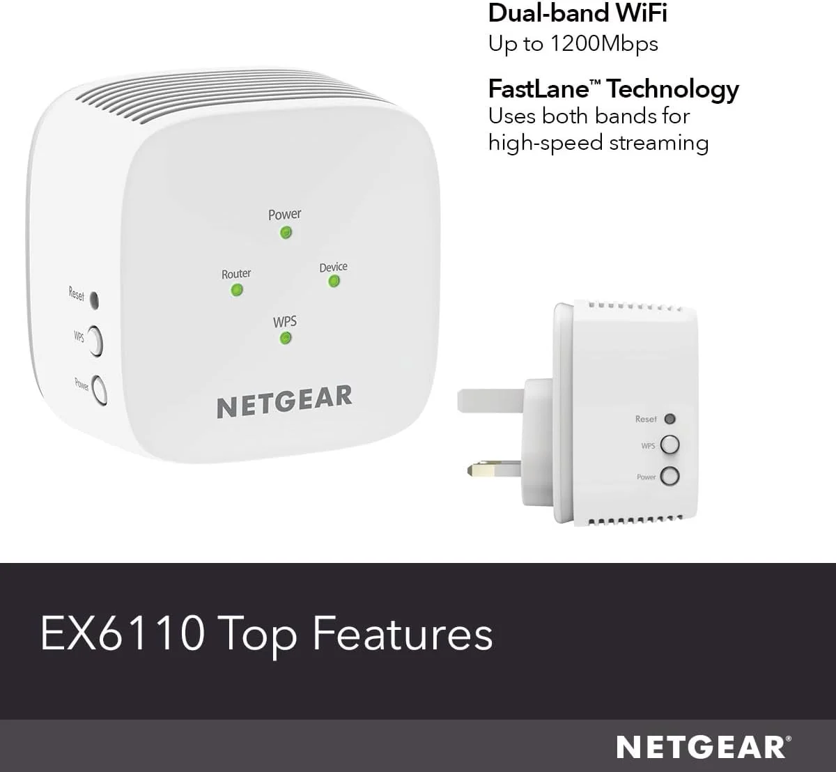 تقویت کننده محدوده وای فای دو بانده NETGEAR AC1200 802.11ac مدل EX6110-100UKS، تقویت وای فای موجود شما برای حداکثر کارایی تقویت کننده محدوده وای فای دو بانده NETGEAR AC1200 802.11ac مدل EX6110-100UKS، تقویت وای فای موجود شما برای حداکثر کارایی