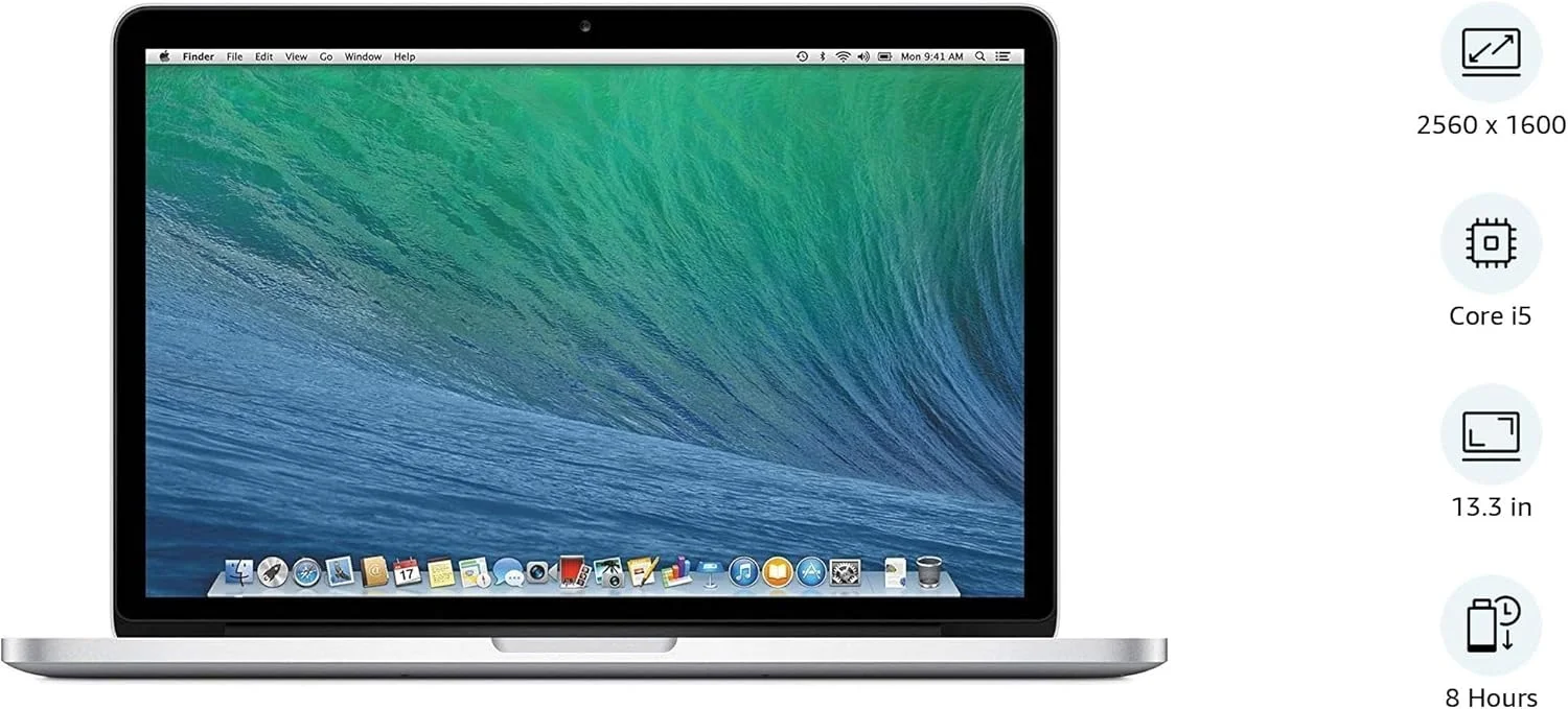 اپل مک بوک پرو ۱۳ اینچی Core i5 رتینا 2.7GHz (MF840LL/A)، حافظه 8 گیگابایتی، درایو حالت جامد 256 گیگابایتی (بازسازی شده)