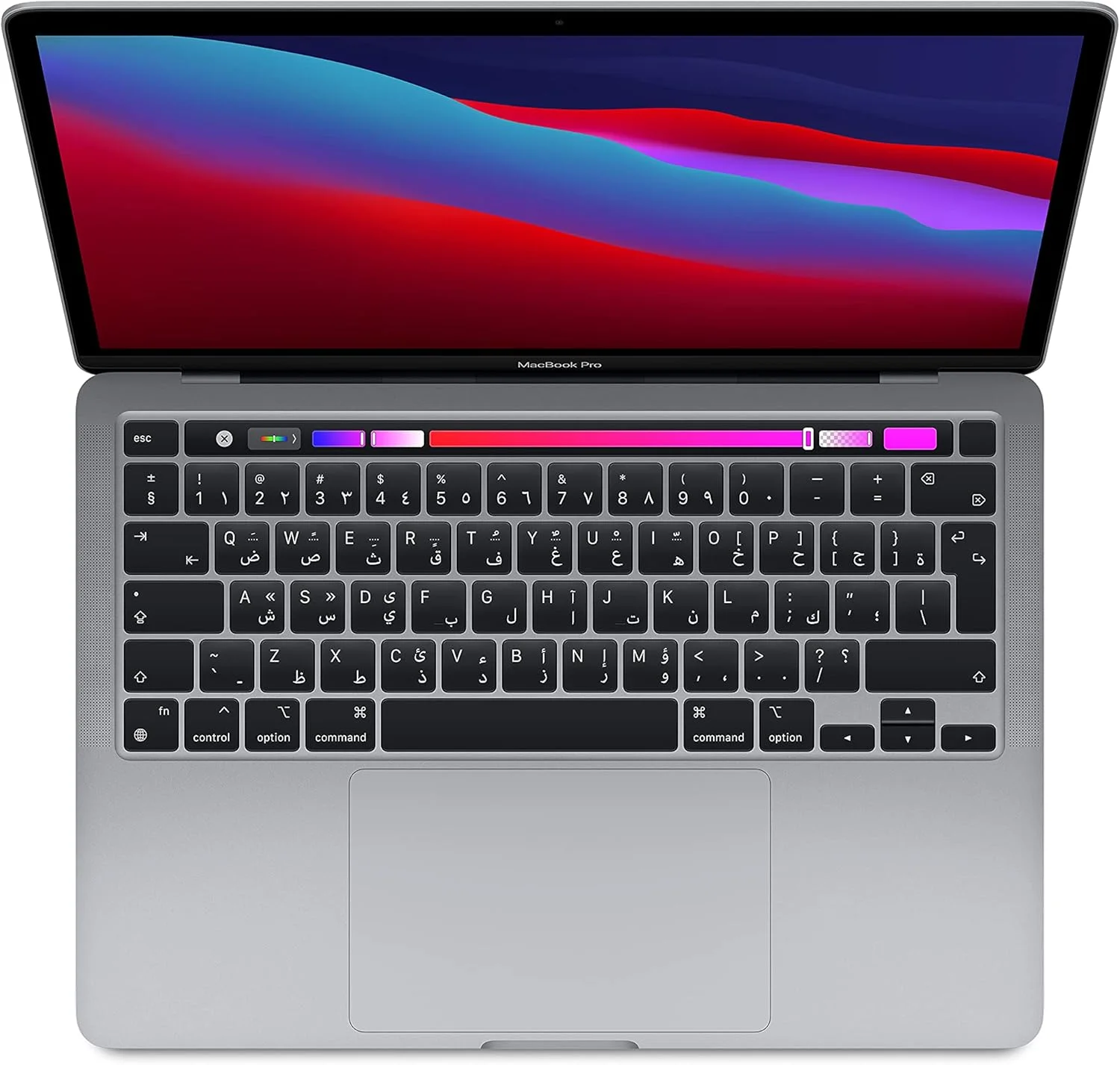 اپل MacBook Pro 2020 (13 اینچی، تراشه Apple M1 با پردازنده مرکزی 8 هسته ای و پردازنده گرافیکی 8 هسته ای، 8 گیگابایت رم، 512 گیگابایت SSD) - خاکستری فضایی; عربی/انگلیسی (بازسازی شده)