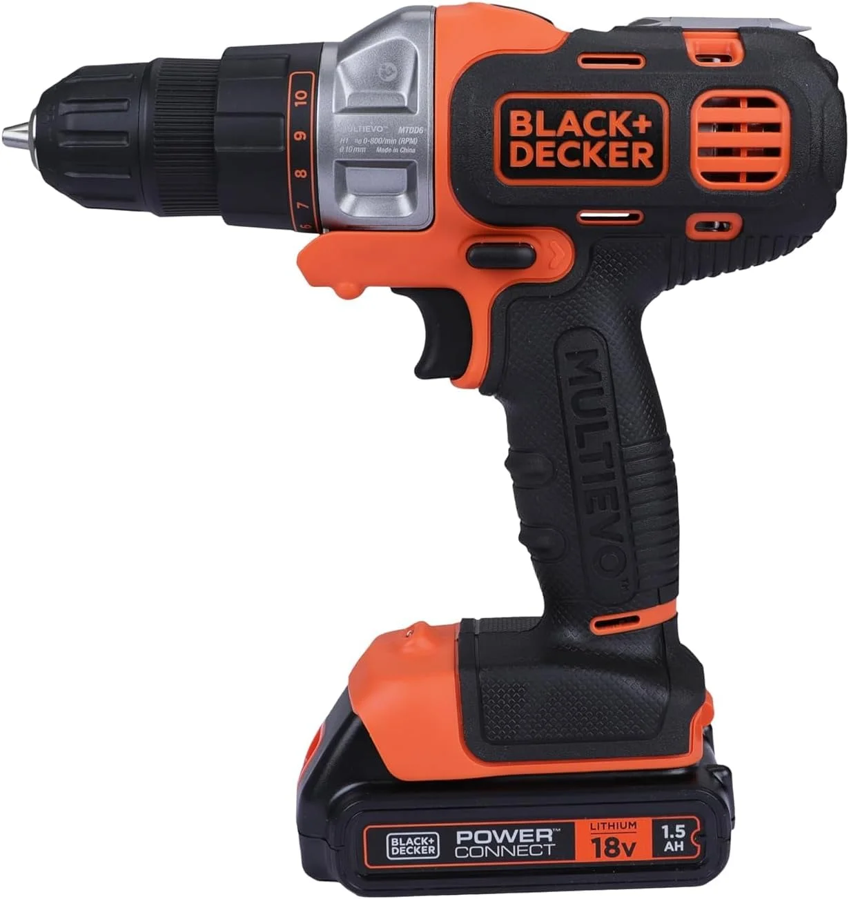 کیت چندکاره شارژی 18 ولت 1.5 آمپر BLACK+DECKER مدل Multi-Evo با سری دریل برای مصارف خانگی، اداری و DIY، نارنجی/مشکی - MT218K-GB