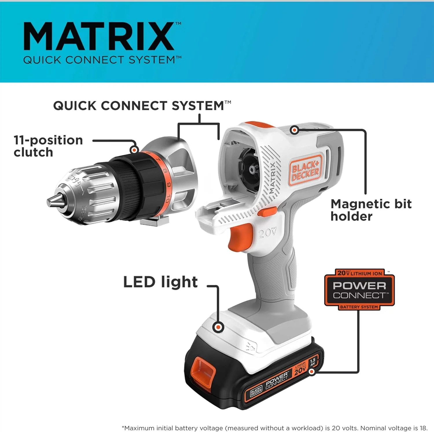 دریل کیت بلک اند دکر مدل MATRIX 20V MAX به همراه کیف نگهداری (BDCDMT120WCSTFF) دریل کیت بلک اند دکر مدل MATRIX 20V MAX به همراه کیف نگهداری (BDCDMT120WCSTFF)