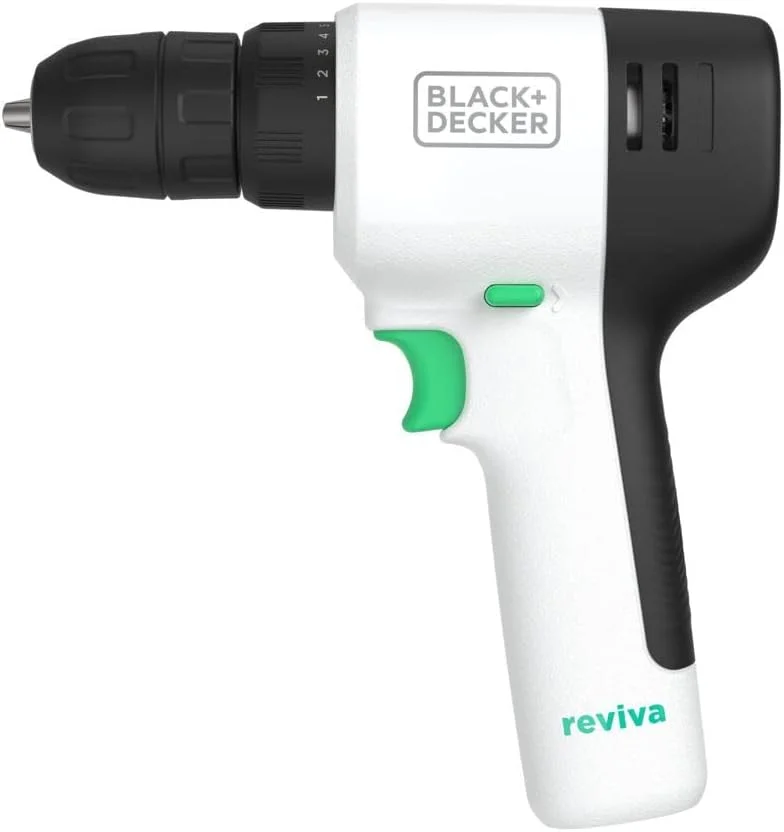 دریل شارژی 12 ولت BLACK+DECKER reviva، گشتاور 230 پوند، ساخته شده از مواد بازیافتی (REVCDD12C) دریل شارژی 12 ولت BLACK+DECKER reviva، گشتاور 230 پوند، ساخته شده از مواد بازیافتی (REVCDD12C)