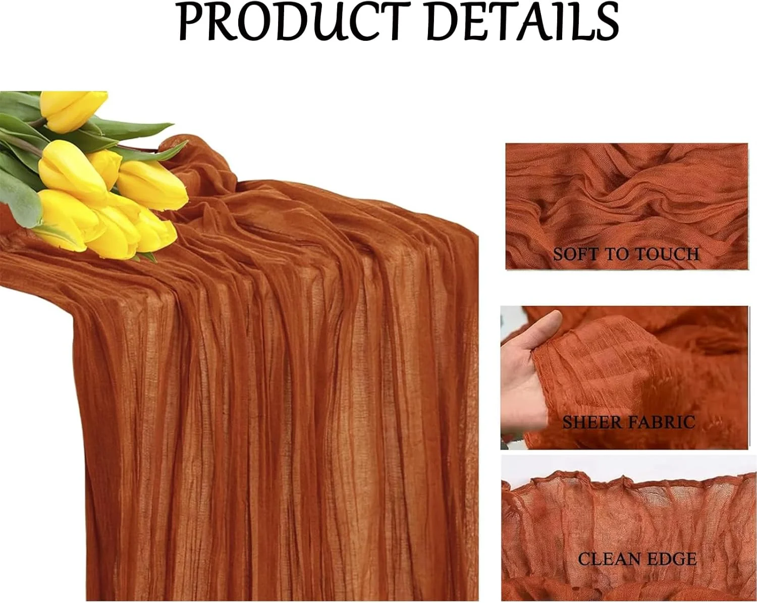 رانر میز پارچه ای - پارچه پنیر بوهمی، رانرهای میز روستایی و شفاف، دکور میز برای عروسی، جشن تولد، مهمانی نوزاد، کیک، تزئینات میز (90×400 سانتی متر) رانر میز پارچه ای - پارچه پنیر بوهمی، رانرهای میز روستایی و شفاف، دکور میز برای عروسی، جشن تولد، مهمانی نوزاد، کیک، تزئینات میز (90×400 سانتی متر)