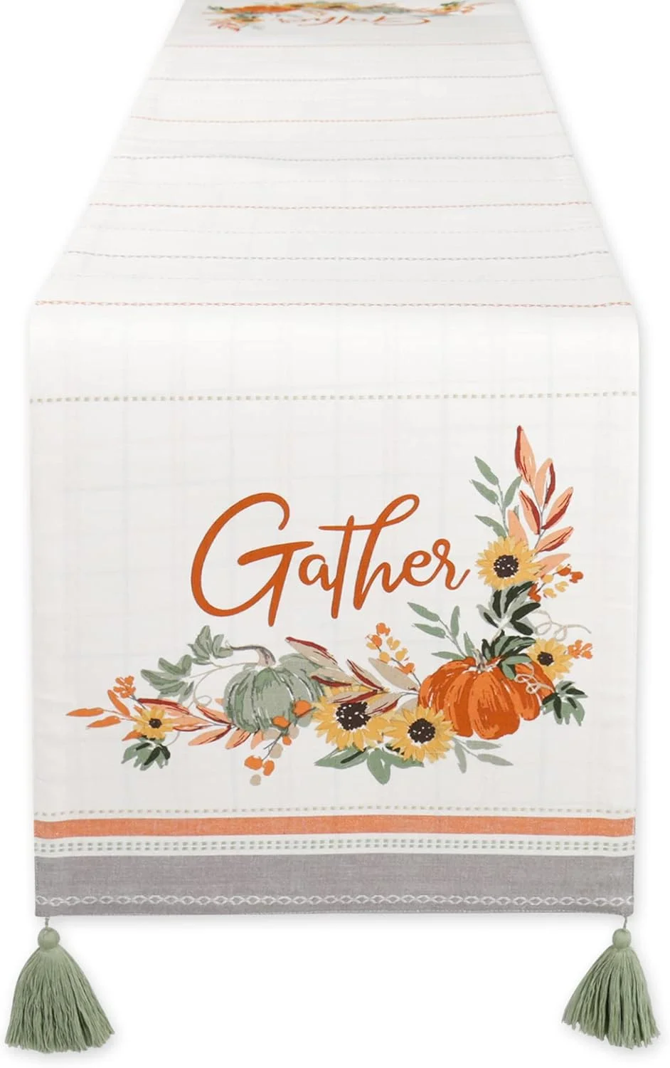 رانر رومیزی پنبه ای طرح چهارخانه پاییزی DII، مناسب پاییز/روز شکرگزاری، دو رو، 35x183 سانتی متر، طرح کدو تنبل