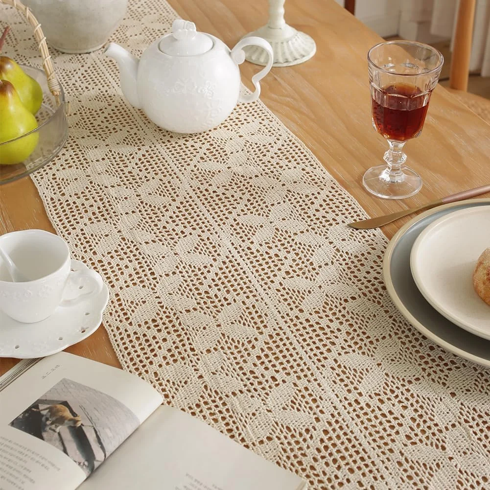 رانر رومیزی توری قلاب بافی وینتیج 30x200 سانتی متر با منگوله، رومیزی دست ساز بوهو بژ کلاسیک برای عروسی، آشپزخانه مزرعه، مهمانی تعطیلات و دکوراسیون هدیه رانر رومیزی توری قلاب بافی وینتیج 30x200 سانتی متر با منگوله، رومیزی دست ساز بوهو بژ کلاسیک برای عروسی، آشپزخانه مزرعه، مهمانی تعطیلات و دکوراسیون هدیه