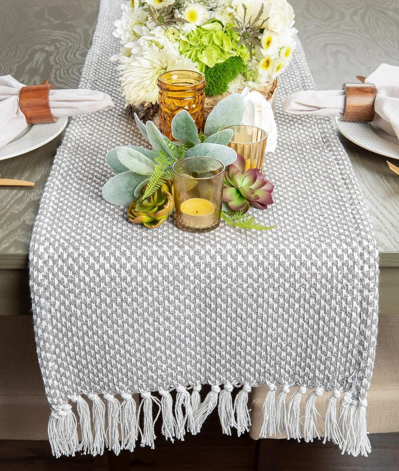 رانر بافتنی میز DII، مجموعه Basics، ۱۰۰٪ پنبه، 38x183 سانتی متر، خاکستری رانر بافتنی میز DII، مجموعه Basics، ۱۰۰٪ پنبه، 38x183 سانتی متر، خاکستری