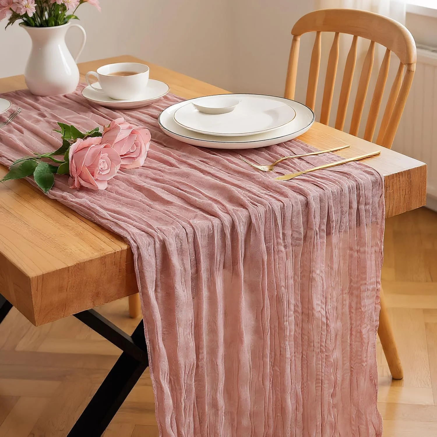 رانر رومیزی پارچه ای روستیک، 90x300 سانتی متر، مناسب برای تزئینات جشن عروسی، تولد و مهمانی، رومیزی بلند رمانتیک برای دکوراسیون ضیافت رانر رومیزی پارچه ای روستیک، 90x300 سانتی متر، مناسب برای تزئینات جشن عروسی، تولد و مهمانی، رومیزی بلند رمانتیک برای دکوراسیون ضیافت