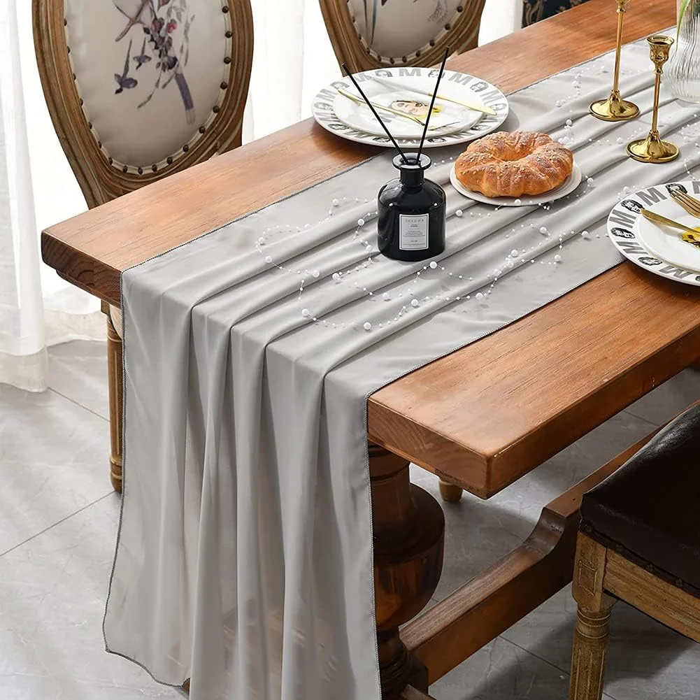 رانر رومیزی شیفون، رانر رومیزی شیفون مناسب برای دکور میز عروسی، پارچه تزیینی برای طاق عروسی، مناسب برای دکوراسیون میز غذاخوری منزل، جشن تولد، خاکستری روشن، 73 در 305 سانتی متر رانر رومیزی شیفون، رانر رومیزی شیفون مناسب برای دکور میز عروسی، پارچه تزیینی برای طاق عروسی، مناسب برای دکوراسیون میز غذاخوری منزل، جشن تولد، خاکستری روشن، 73 در 305 سانتی متر