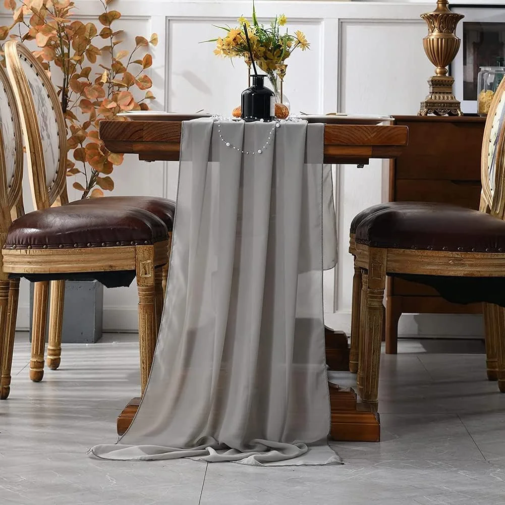 رانر رومیزی شیفون، رانر رومیزی شیفون مناسب برای دکور میز عروسی، پارچه تزیینی برای طاق عروسی، مناسب برای دکوراسیون میز غذاخوری منزل، جشن تولد، خاکستری روشن، 73 در 305 سانتی متر رانر رومیزی شیفون، رانر رومیزی شیفون مناسب برای دکور میز عروسی، پارچه تزیینی برای طاق عروسی، مناسب برای دکوراسیون میز غذاخوری منزل، جشن تولد، خاکستری روشن، 73 در 305 سانتی متر