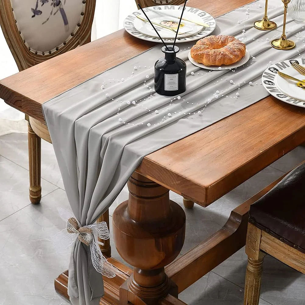 رانر رومیزی شیفون، رانر رومیزی شیفون مناسب برای دکور میز عروسی، پارچه تزیینی برای طاق عروسی، مناسب برای دکوراسیون میز غذاخوری منزل، جشن تولد، خاکستری روشن، 73 در 305 سانتی متر رانر رومیزی شیفون، رانر رومیزی شیفون مناسب برای دکور میز عروسی، پارچه تزیینی برای طاق عروسی، مناسب برای دکوراسیون میز غذاخوری منزل، جشن تولد، خاکستری روشن، 73 در 305 سانتی متر