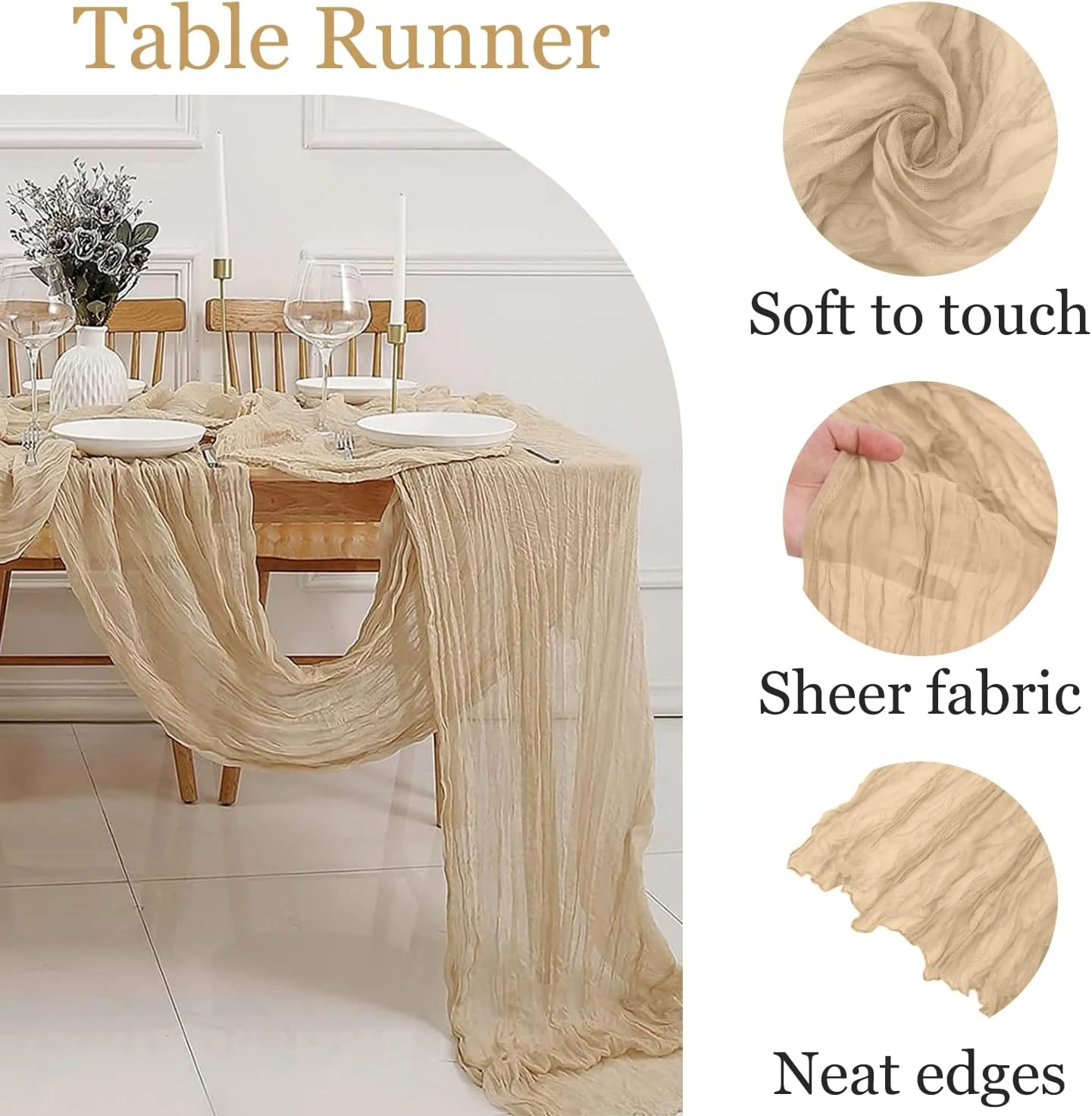 رانر میز پنبه ای، 90x300 سانتی متر، مناسب برای دکوراسیون عروسی بوهو، جشن نوزاد، جشن تولد، تزئین میز کیک رانر میز پنبه ای، 90x300 سانتی متر، مناسب برای دکوراسیون عروسی بوهو، جشن نوزاد، جشن تولد، تزئین میز کیک