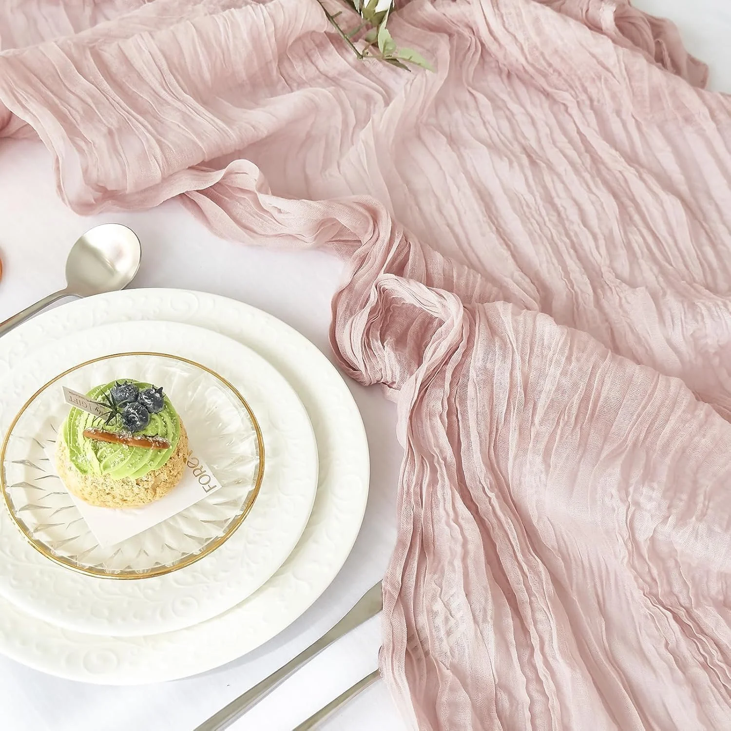 رانر رومیزی پارچه ای روستیک، 90x300 سانتی متر، مناسب برای تزئینات جشن عروسی، تولد و مهمانی، رومیزی بلند رمانتیک برای دکوراسیون ضیافت