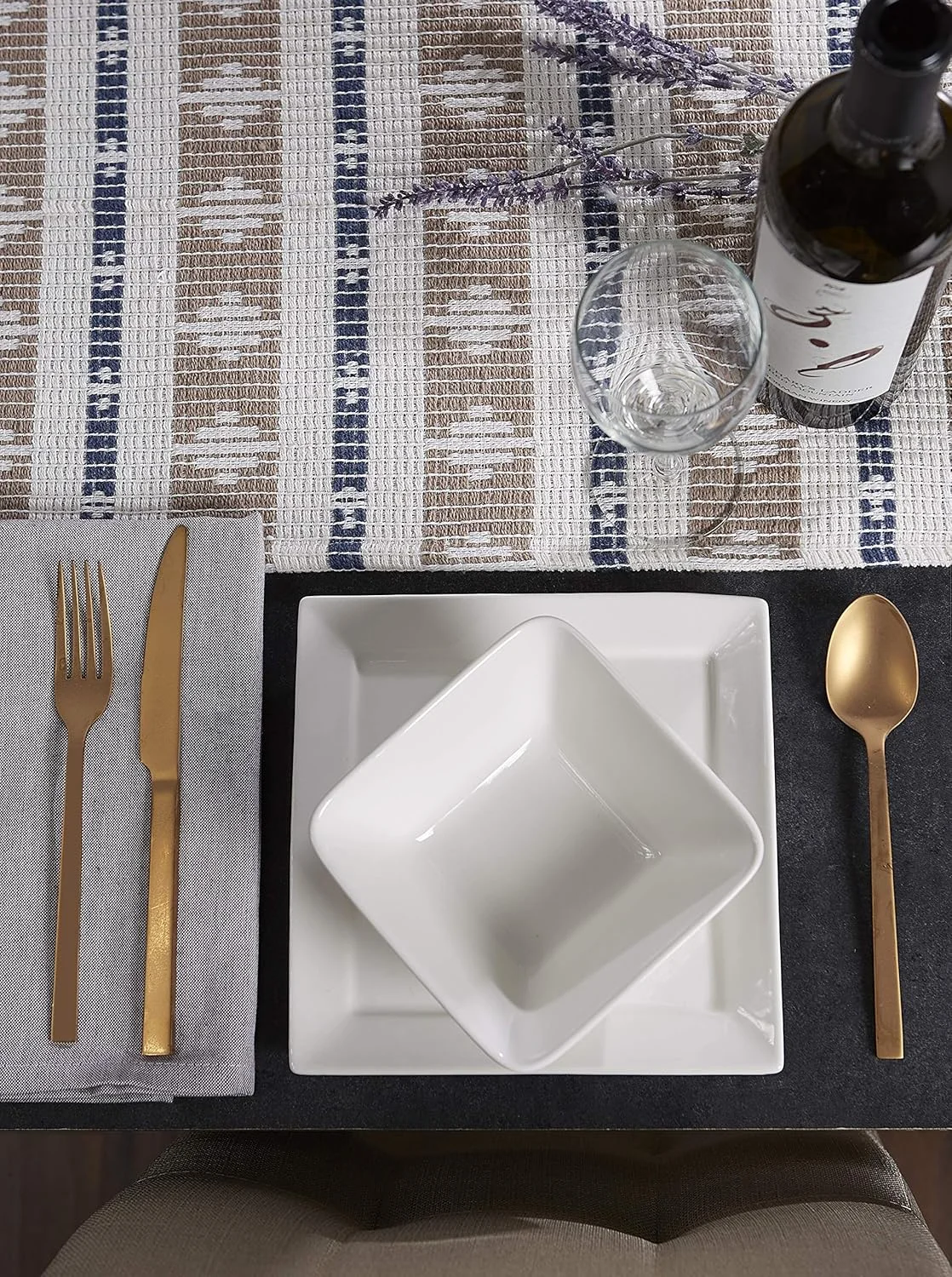 رانر رومیزی جنوب غربی DII CAMZ11284، آبی فرانسوی/سنگی