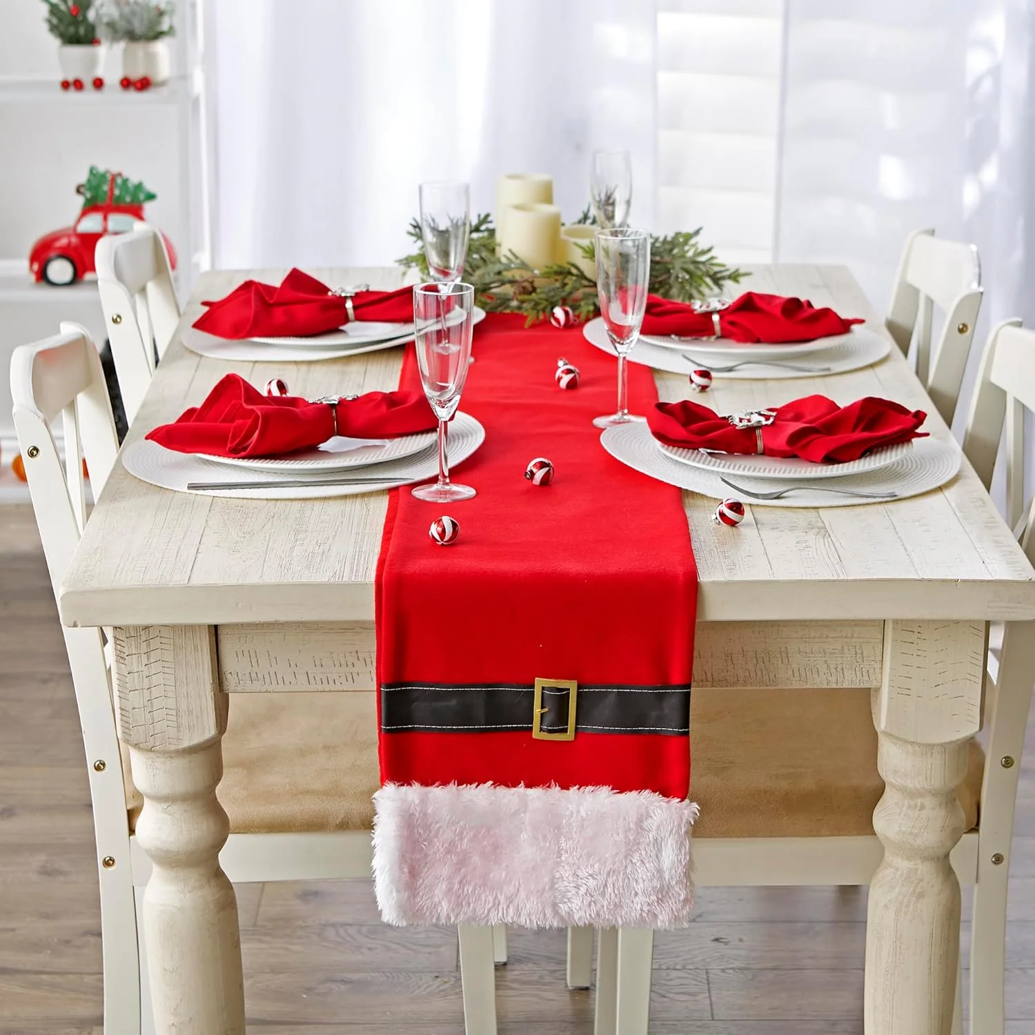 دکور میز کریسمس DII، تزئین میز فصل تعطیلات، رومیزی، 35x183 سانتی متر، کمربند بابانوئل قرمز دکور میز کریسمس DII، تزئین میز فصل تعطیلات، رومیزی، 35x183 سانتی متر، کمربند بابانوئل قرمز